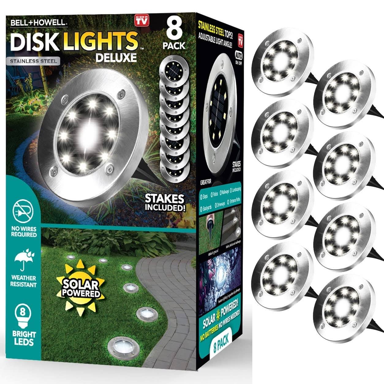 Disk Lights Solar-Powered Auto On/Off Outdoor Lighting As Seen On TV (Set of 8; Regular)