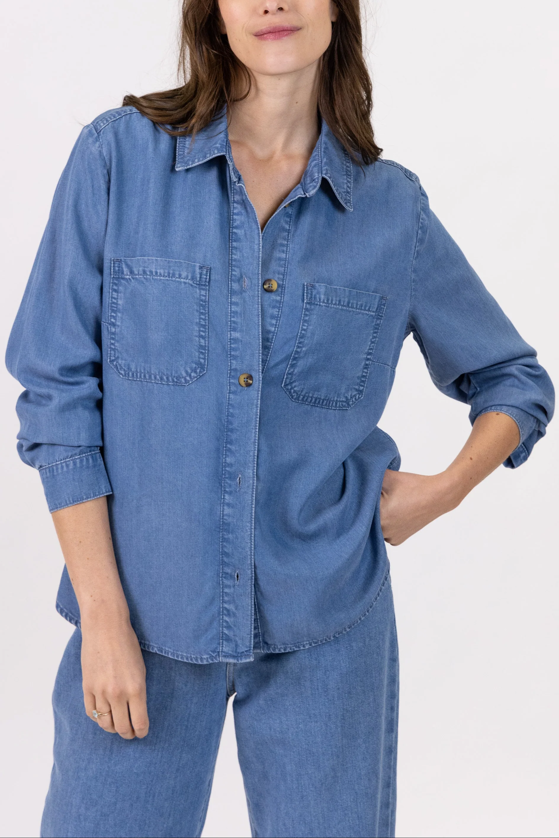 Chemisier fluide jean, coton