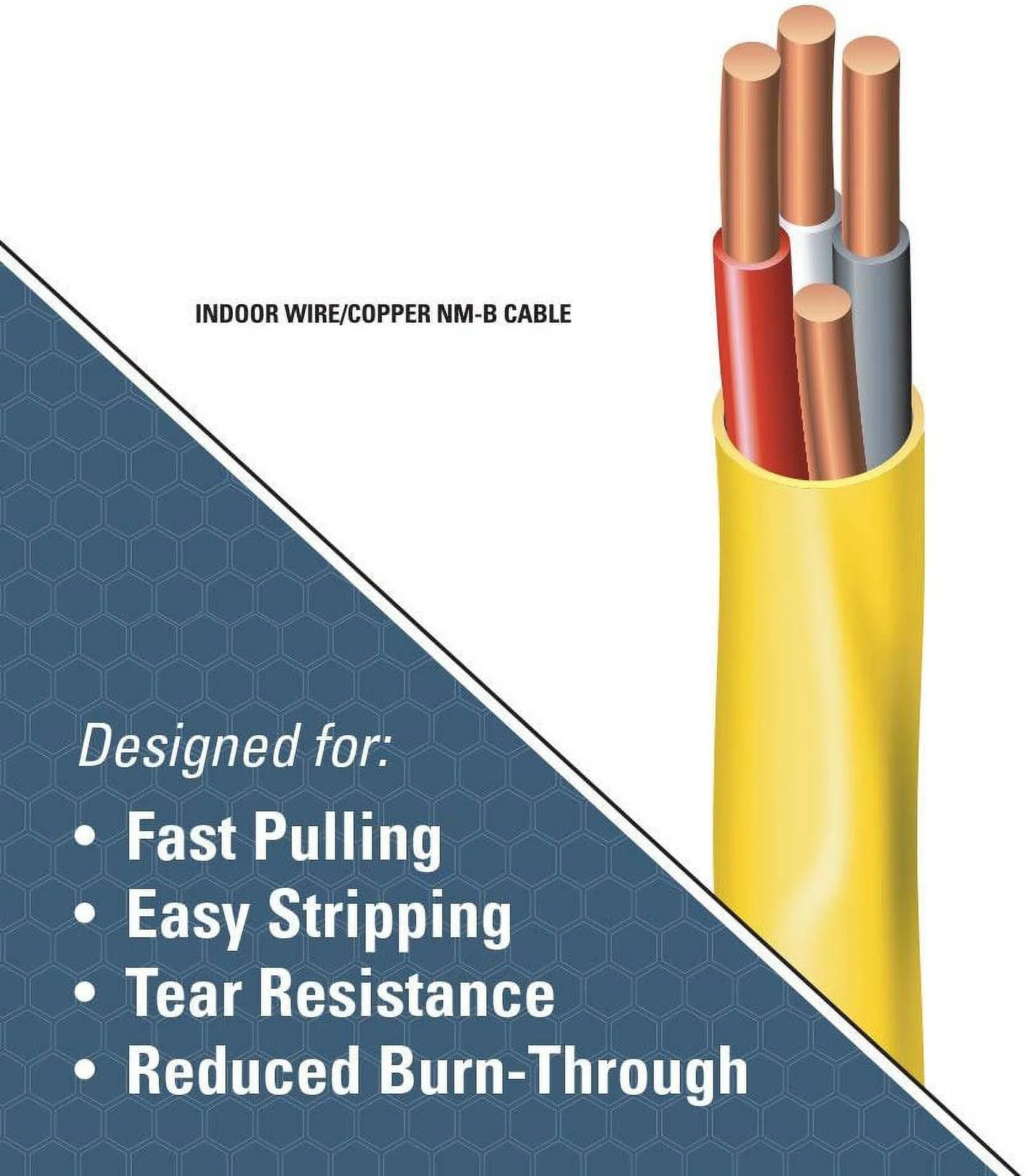 63947628 100' 12/3 with ground brand SIMpull residential indoor electrical wire type NM-B, Yellow - Image 3