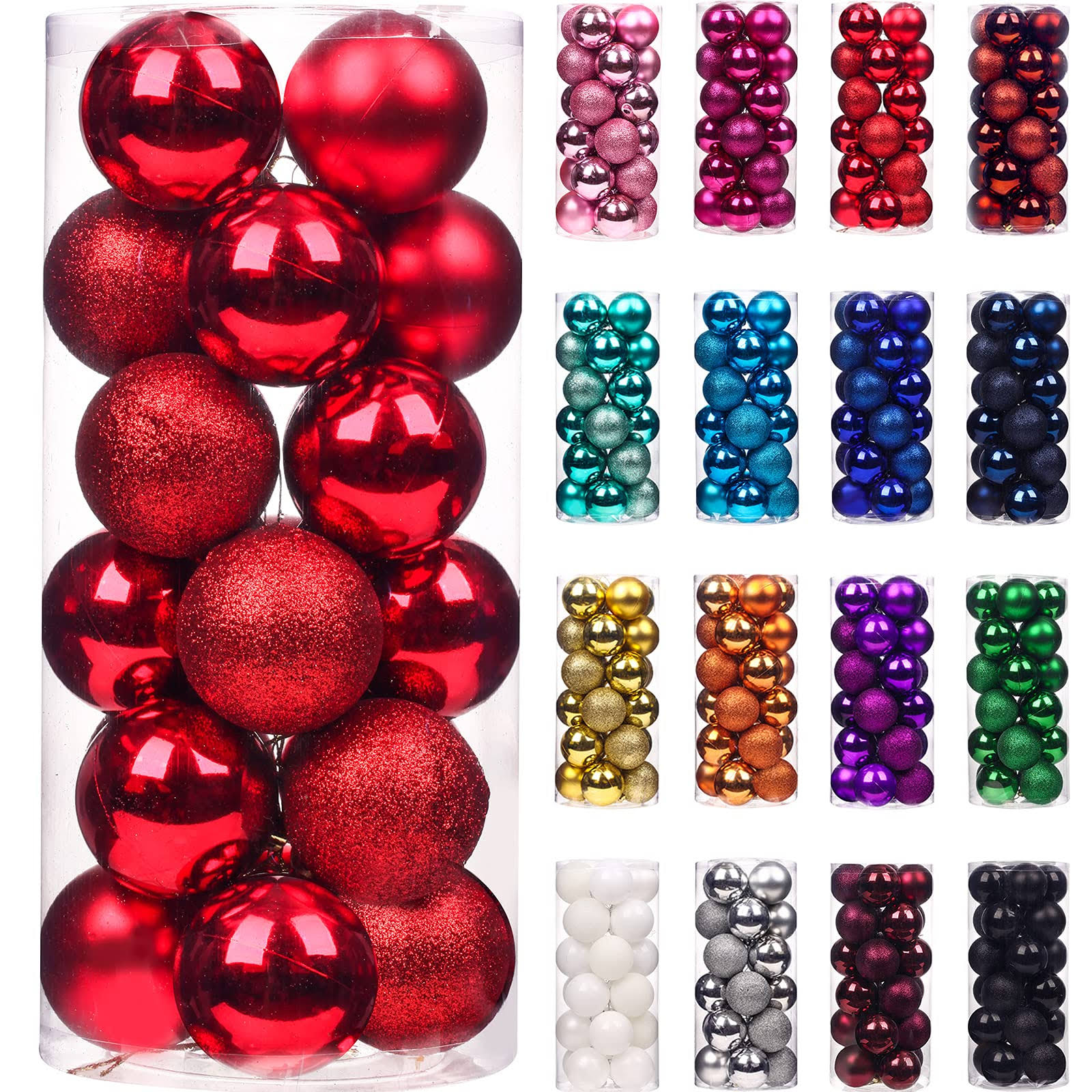 Emopeak 24pcs Christmas Balls Ornaments for Xmas Christmas Tree - Shatterproof Christmas Tree Decorations Large Hanging Ball for Holiday Wedding