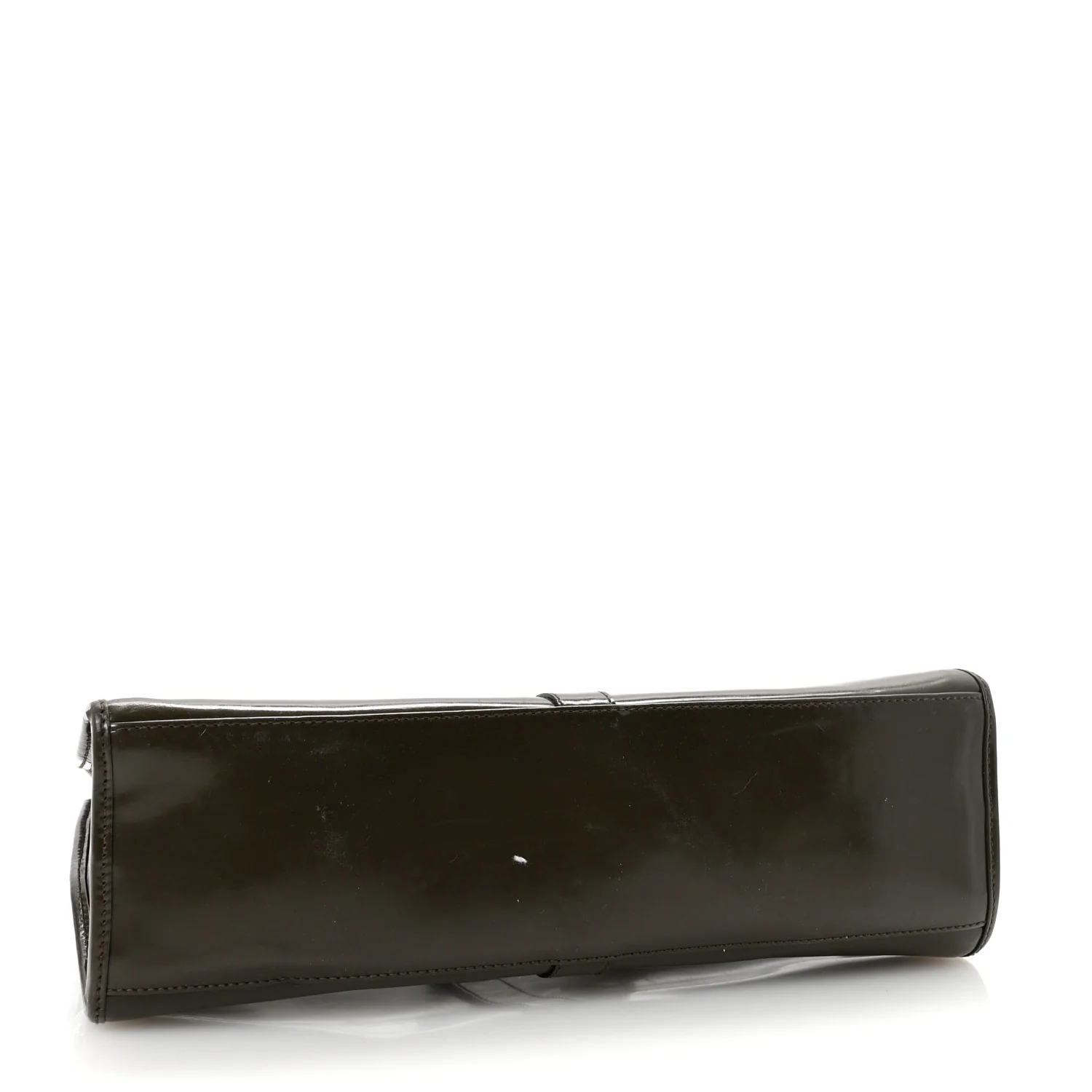 Patent Bardot Shoulder Bag Olive Green