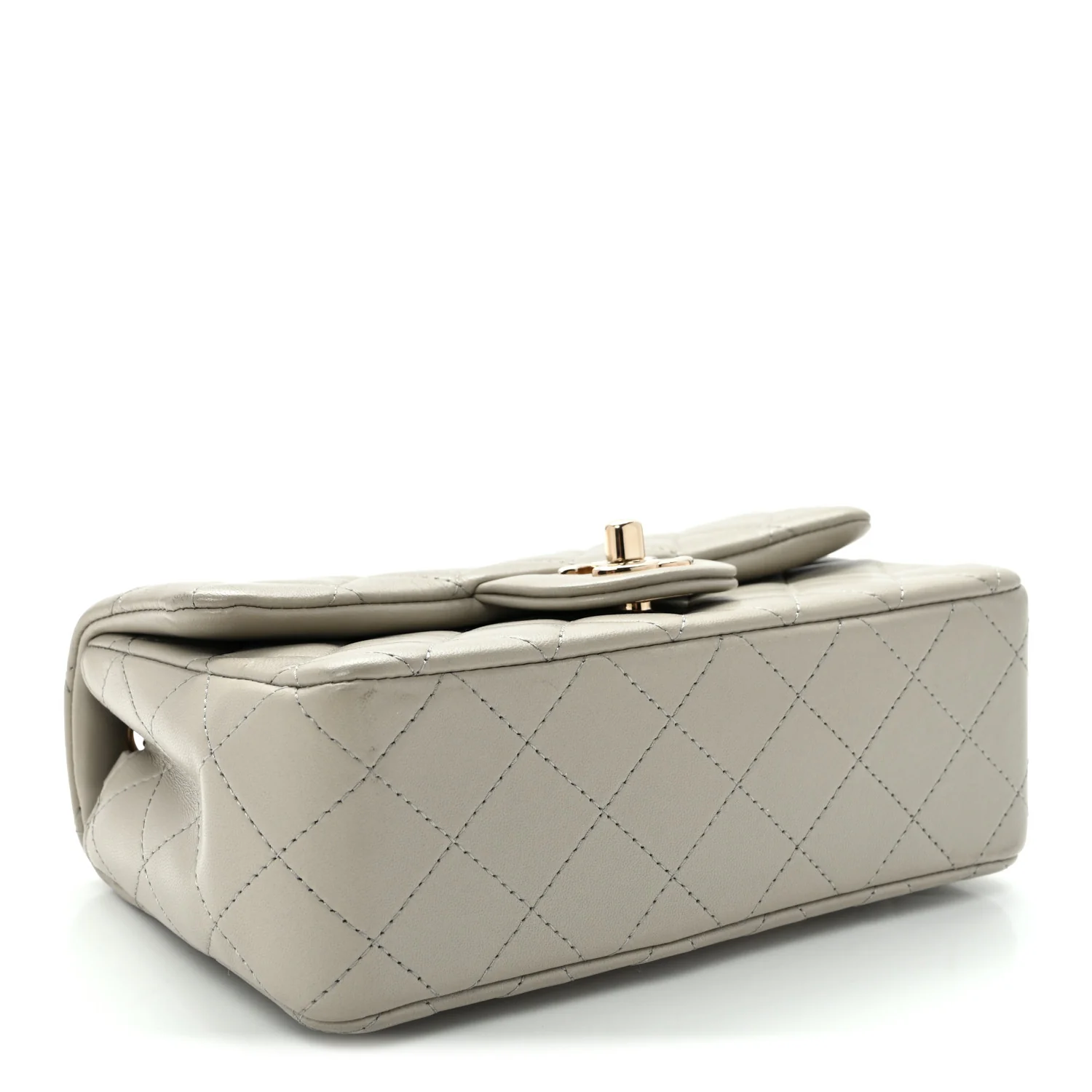 Lambskin Quilted Mini Rectangular Flap Grey
