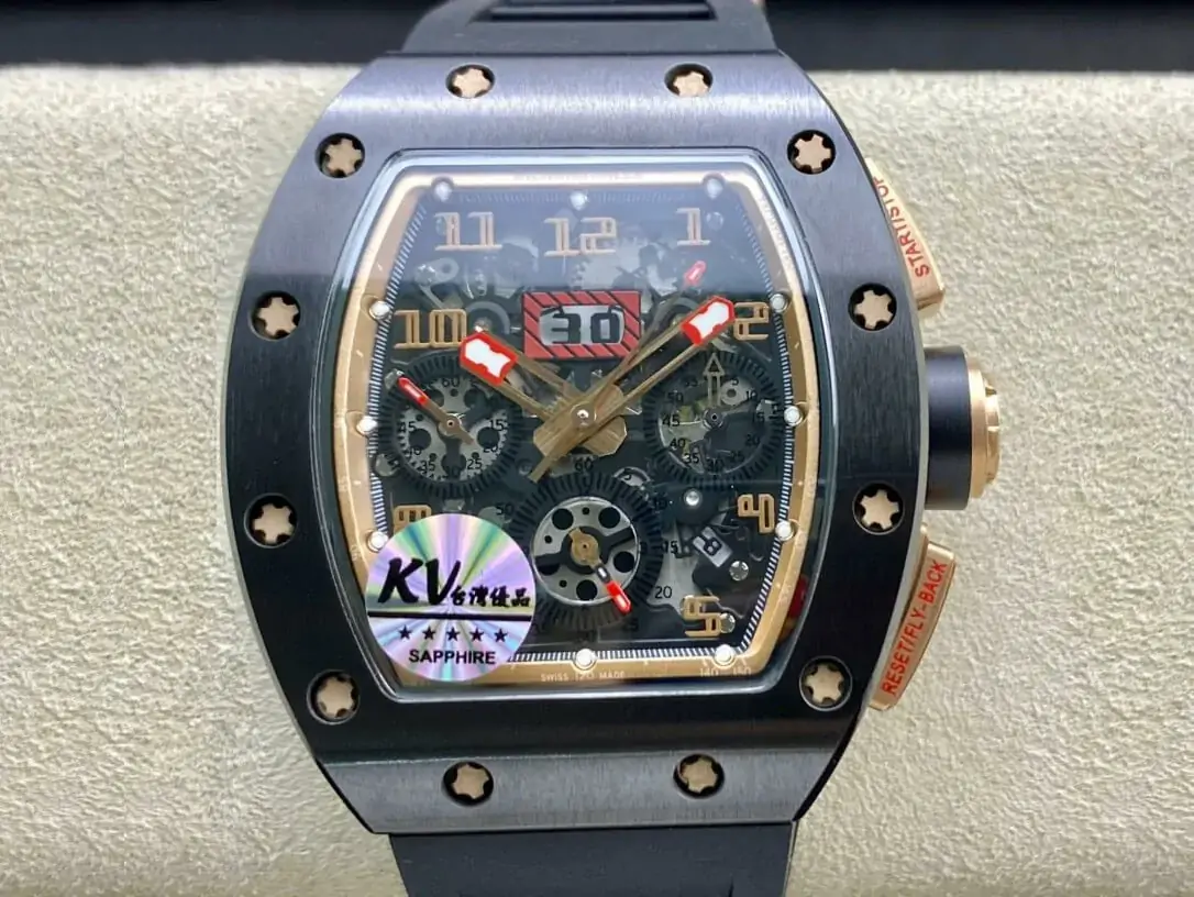 Richard Mille RM011 KV Factory Black Rubber Strap