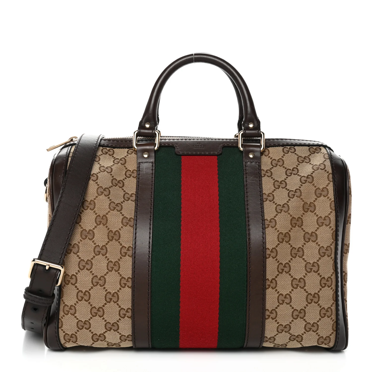 Monogram Vintage Web Medium Boston Dark Brown