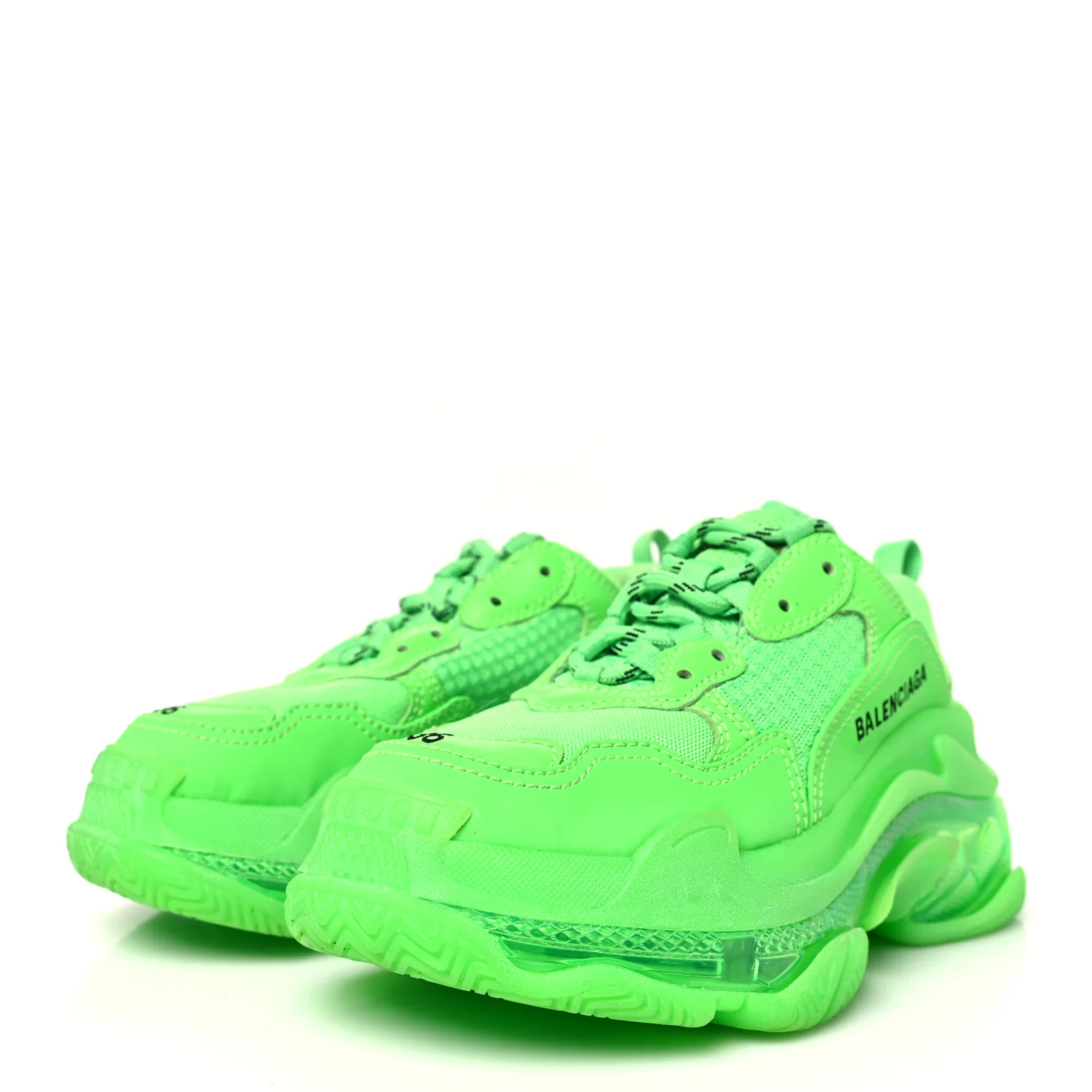 Fabric Mesh Clear Sole Womens Triple S Sneakers 36 Fluo Green
