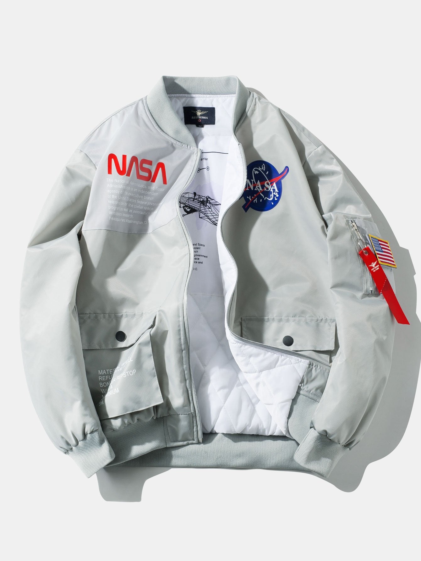blouson aviateur oversize matelassé et doublé avec imprimé NASA