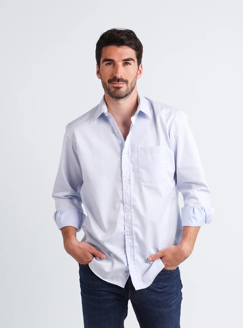 Chemise homme classique en coton bleu