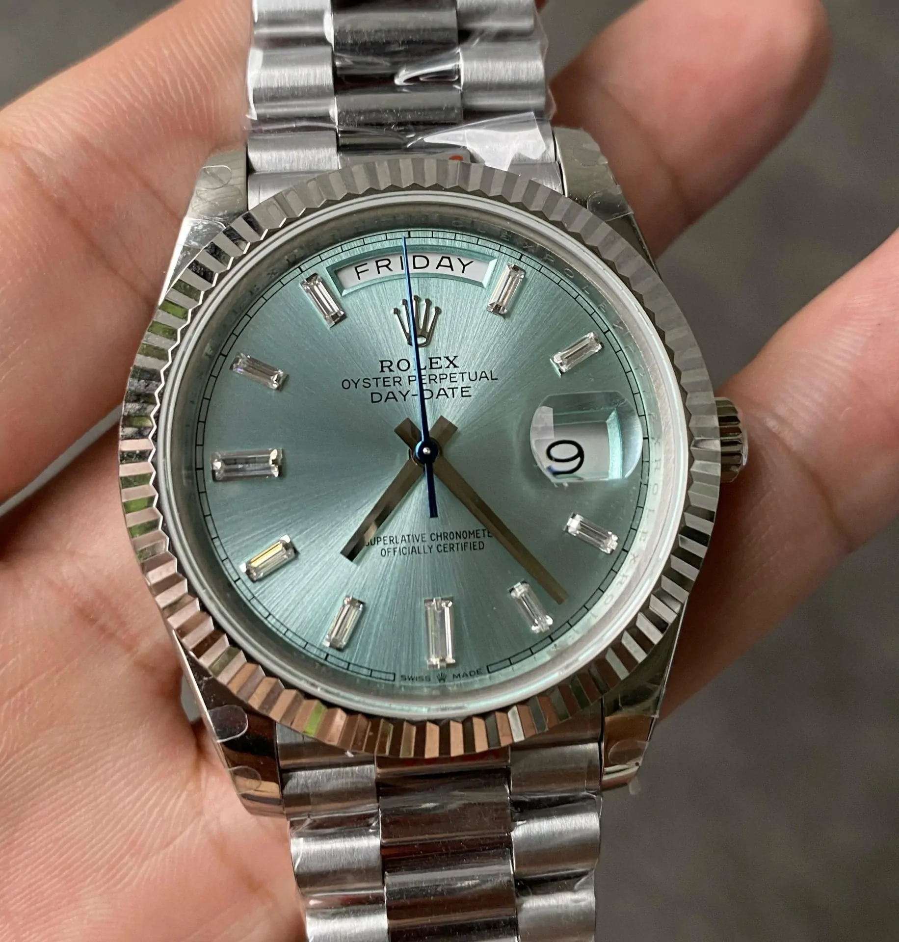 Rolex Day Date M228236-0006 GM Factory Silver Stainless Steel Strap
