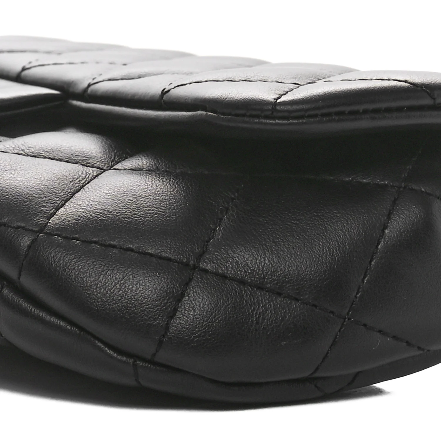 Calfskin Quilted CC Uniform Flap Belt Bag Black