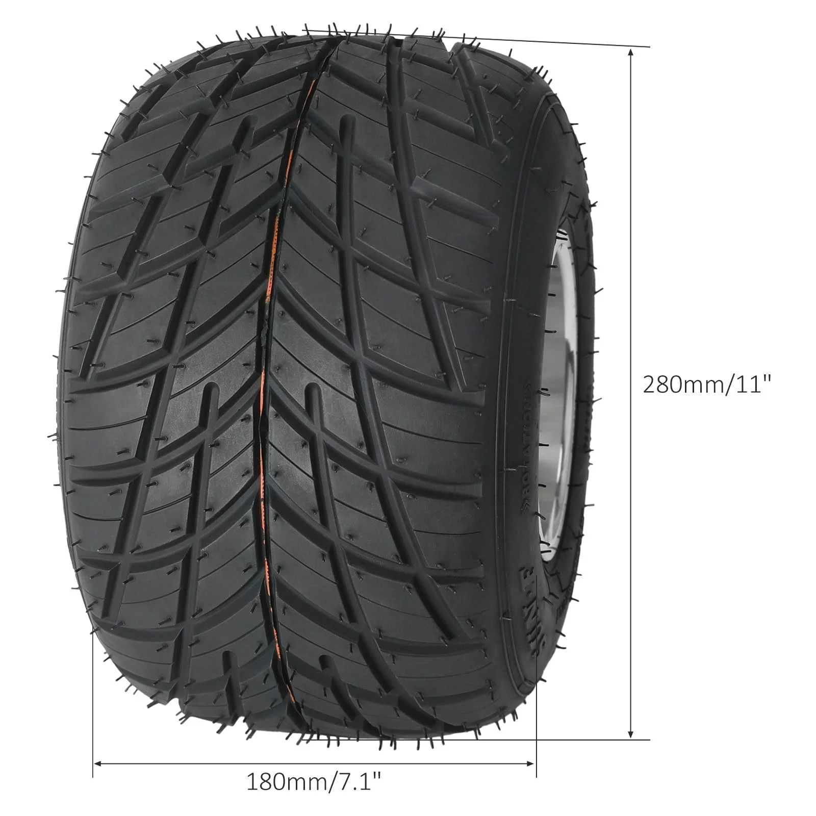 Set 4 Go Kart Tires and Rims, 10x4.50 - 5 Front Tubeless Tires Rims, 11x7.10 - 5 Rear Tires Rims, Go Cart Wheels and Tires Fit Bolt Pattern 58 Mm with 3 Holes Drift Trike, Buggy Lawn Mower