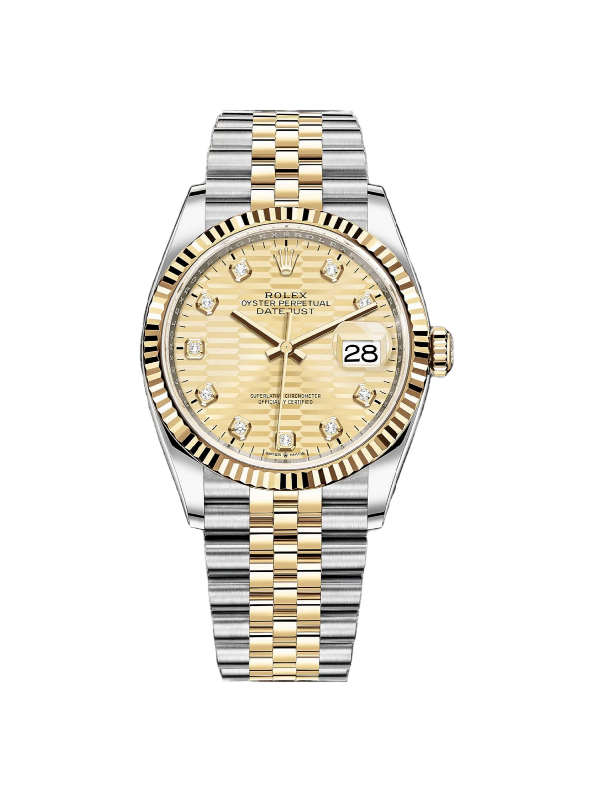 【Super Clone】RLX  Datejust 36mm 126233 Champagne Fluted Motif Diamond Dial Jubilee Bracelet