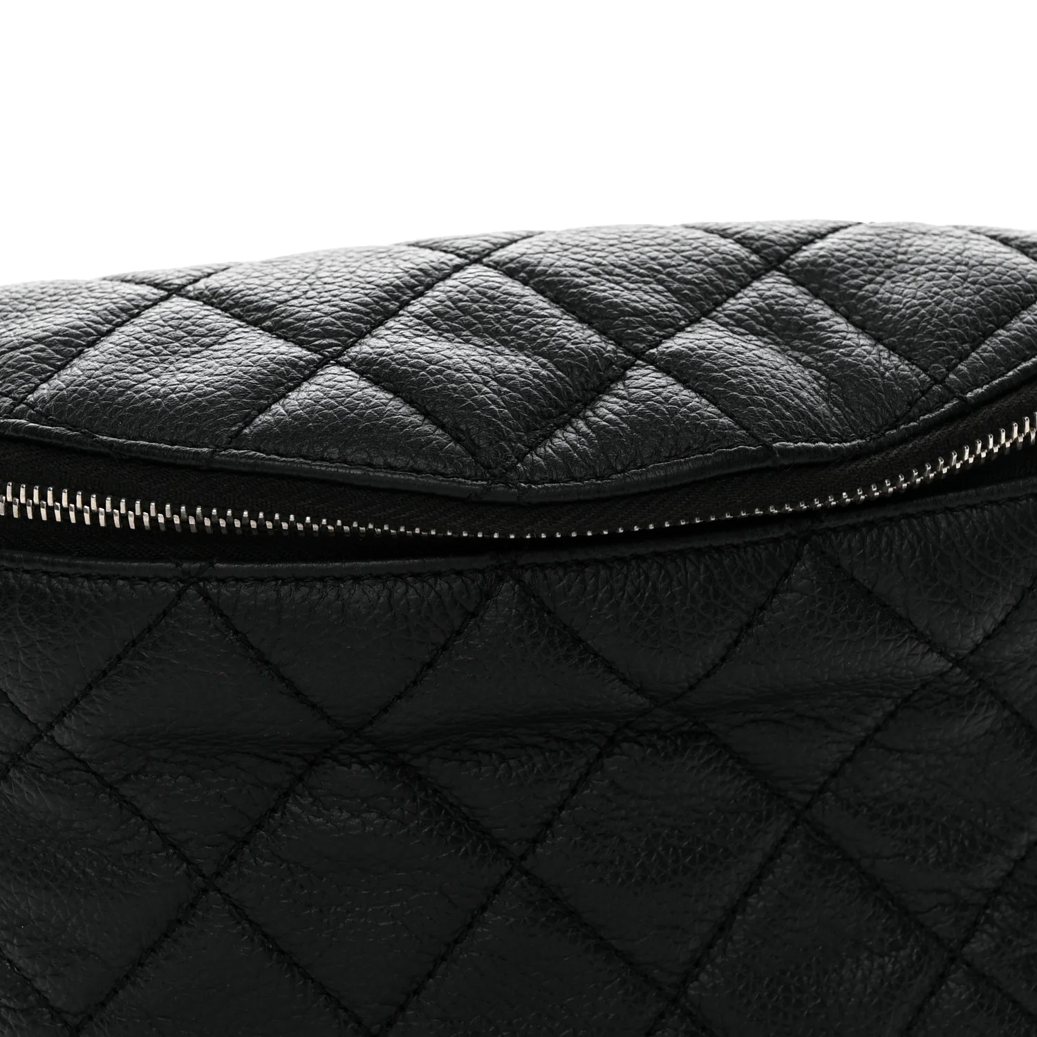 Grained Calfskin Quilted Waist Belt Bag Black