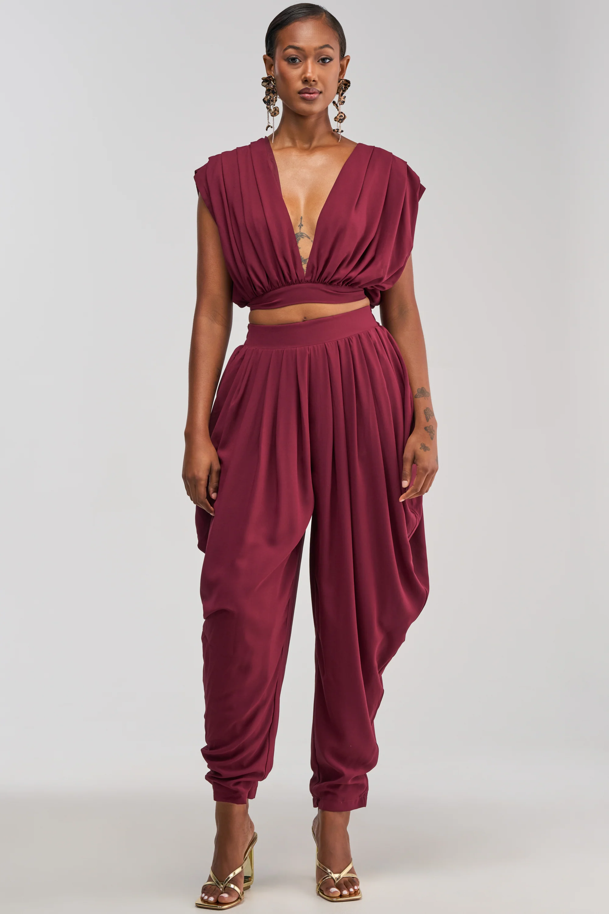 READY TO DANCE SLINKY PANT IN BURGUNDY - Akira Store