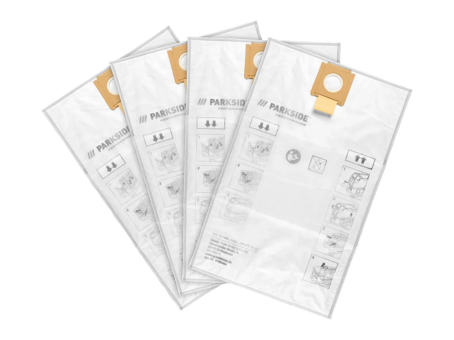 PARKSIDE PERFORMANCE Lot de 4 sacs pour aspirateur en non-tiss PPVFT 30 A1