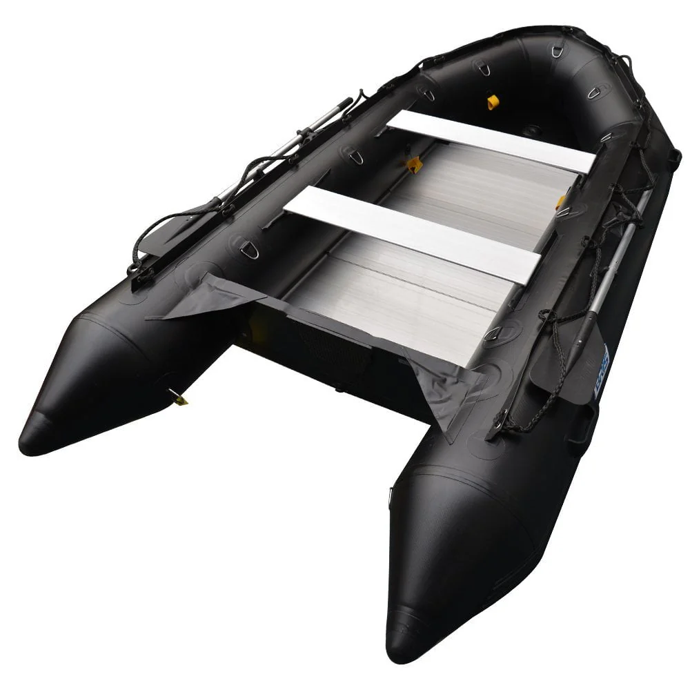 BRIS 12.5ft Inflatable Boat Inflatable Fishing Rescue Dive Boat Dinghy Raft Pontoon Boat