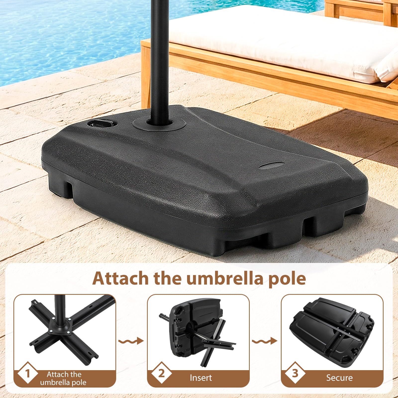 Tangkula 220 Lbs Cantilever Umbrella Base with 2 Wheels