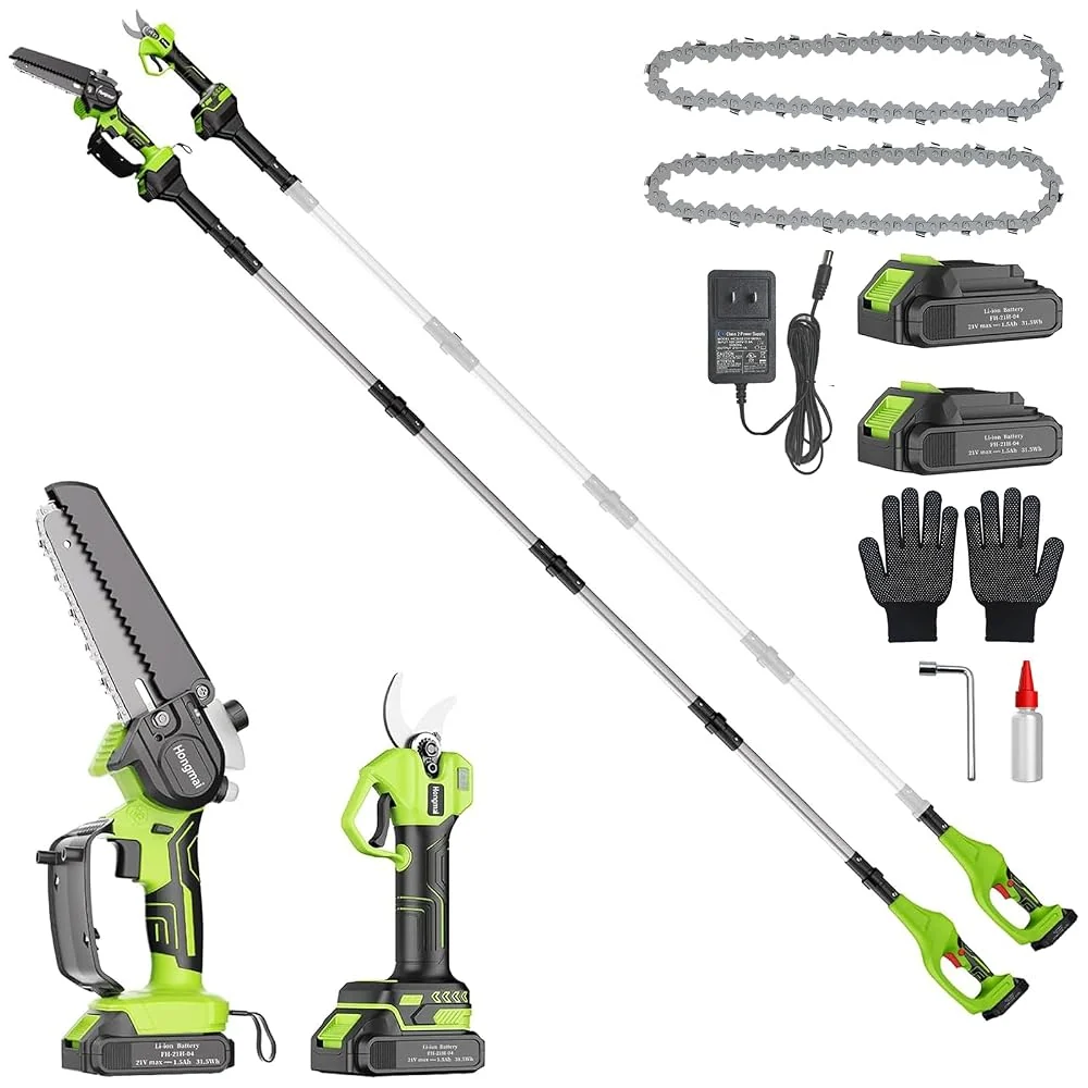 4-in-1 Cordless Pole Saws & Electric Pruning Shears for Tree Trimming