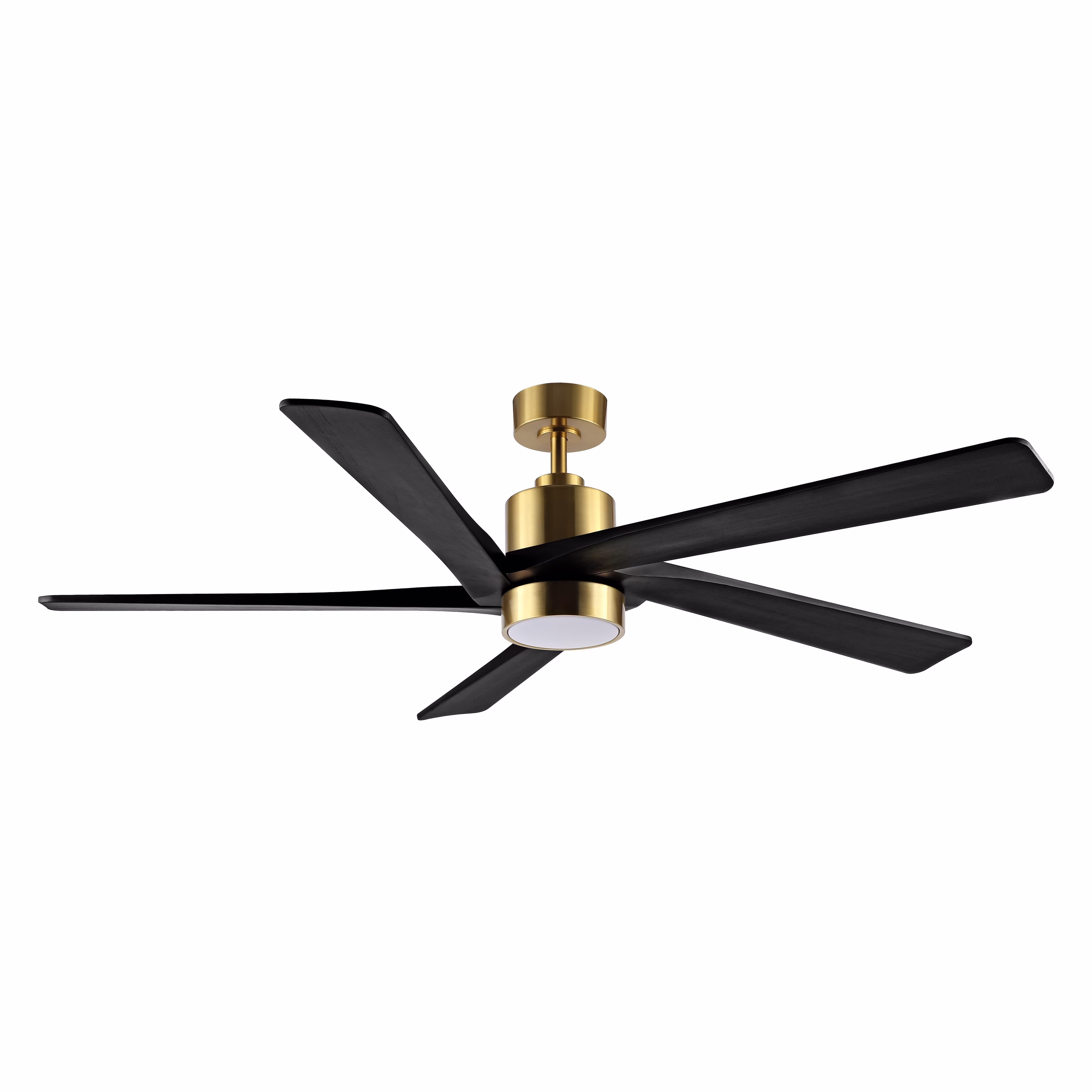 54 DC Ceiling Fan with Lights and Remote Control, 5 Reversible Carved Wood Blades Brass/Black(Brass/Black)