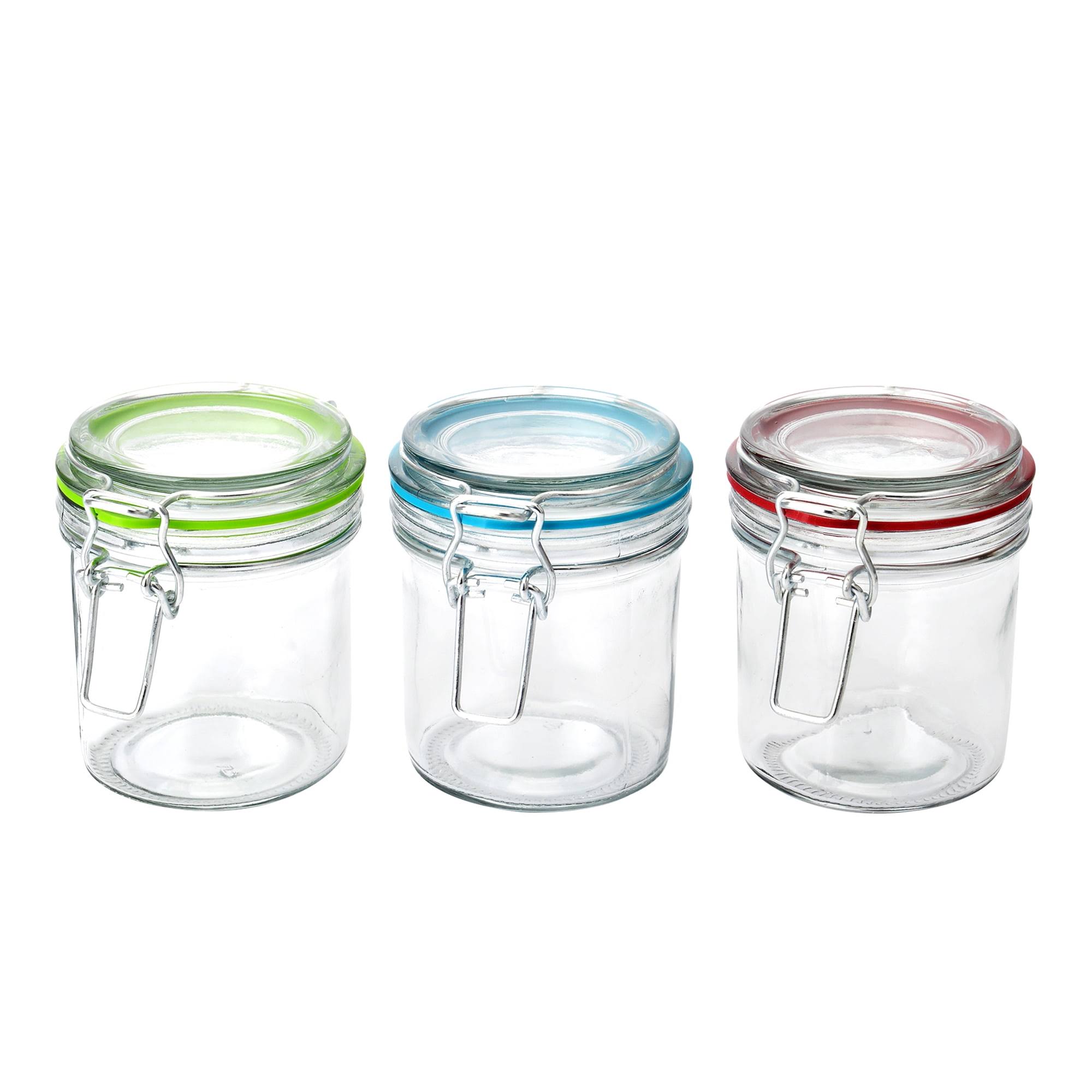Mainstays Glass Lock Lid Jar, 9.4 oz, Red