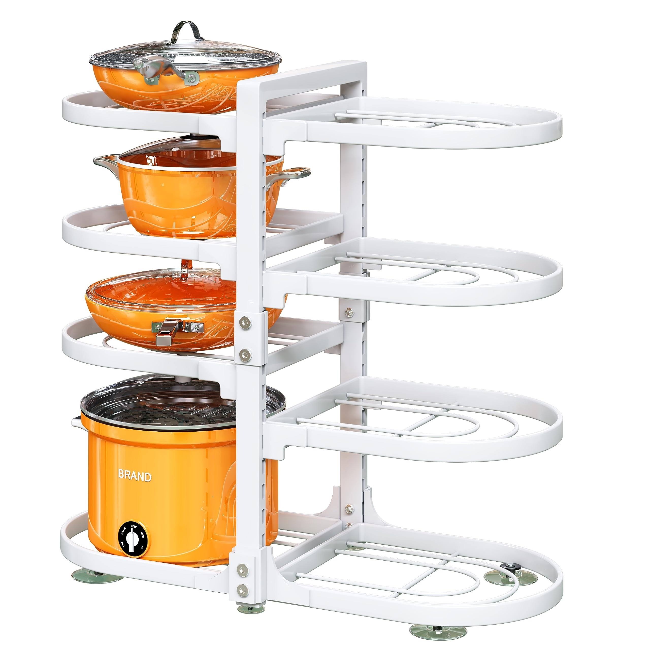 PXRACK Pots and Pans Organizer for Cabinet, 8 Tier Adjustable Pot and Pan Organizer Rack for Kitchen Under Cabinet Organization & Storage, Heavy