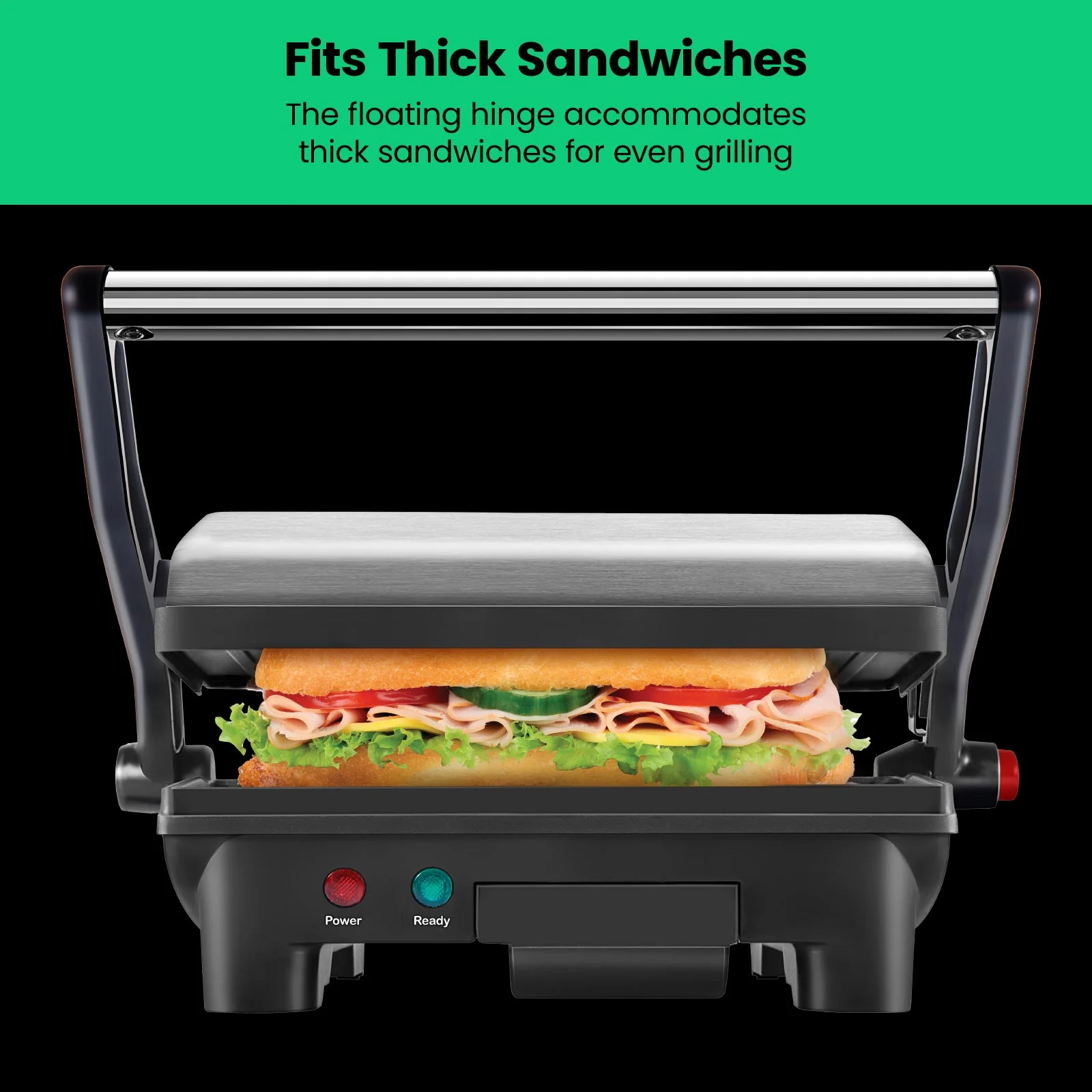 Multifunctional 180° Grill + Panini Press (2-Slice)