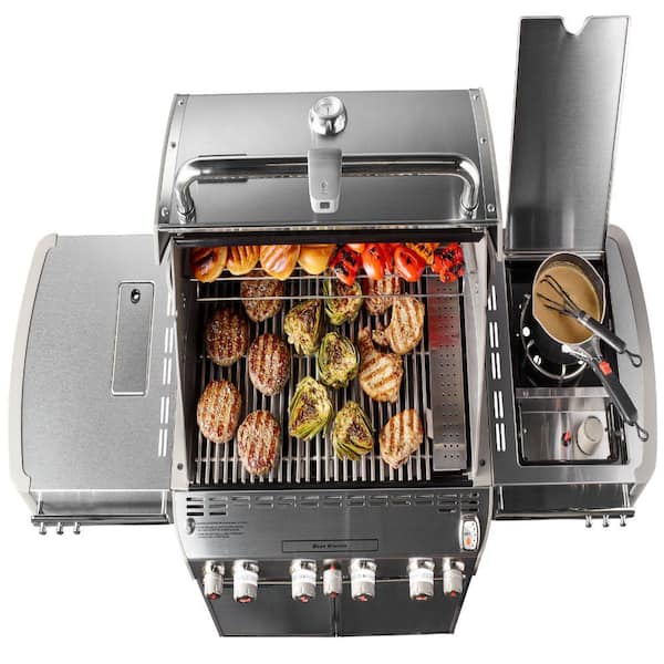 Summit S-470 4-Burner Propane Gas Grill in Stainless Steel with Built-In Thermometer and Rotisserie