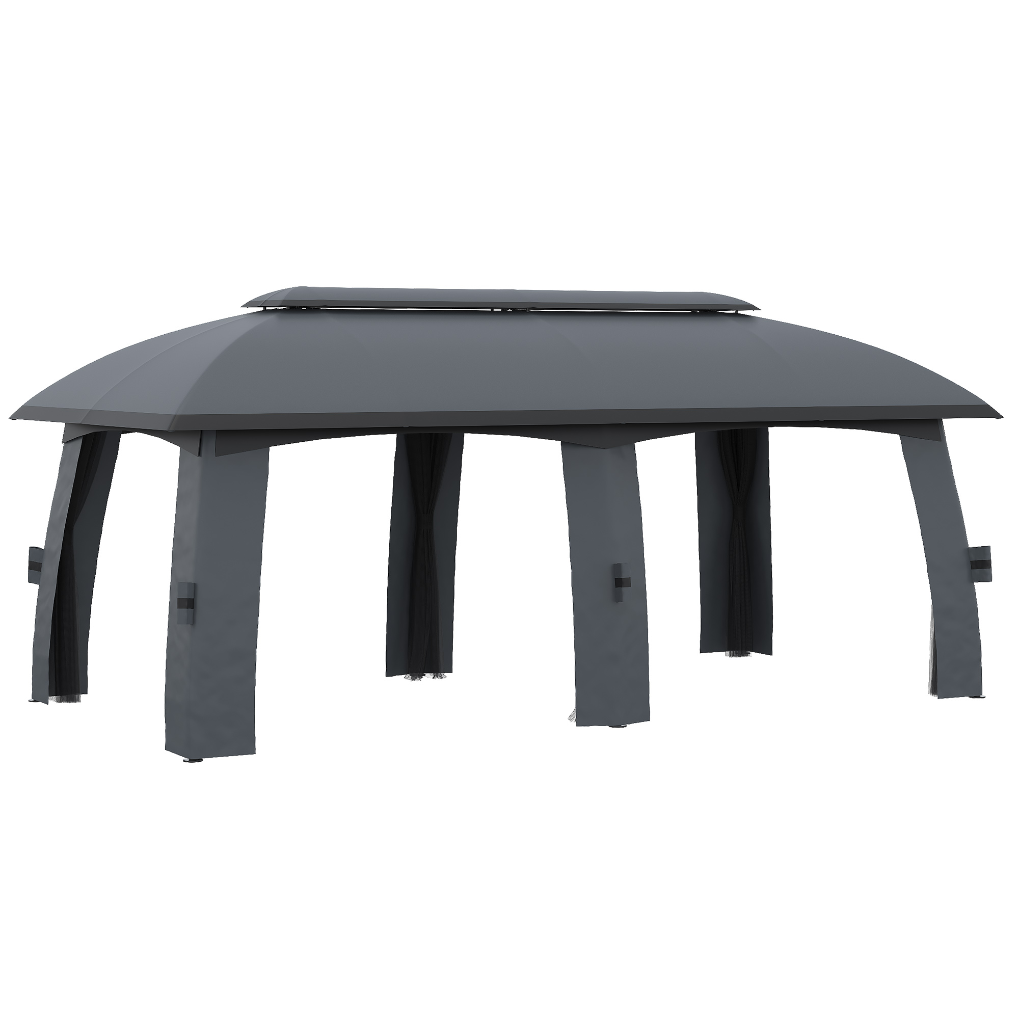 Outsunny Waterdichte Tuinpaviljoen 3x6m voor Tuin, Ideaal voor Feesten en Vriendschap, Donkergrijs