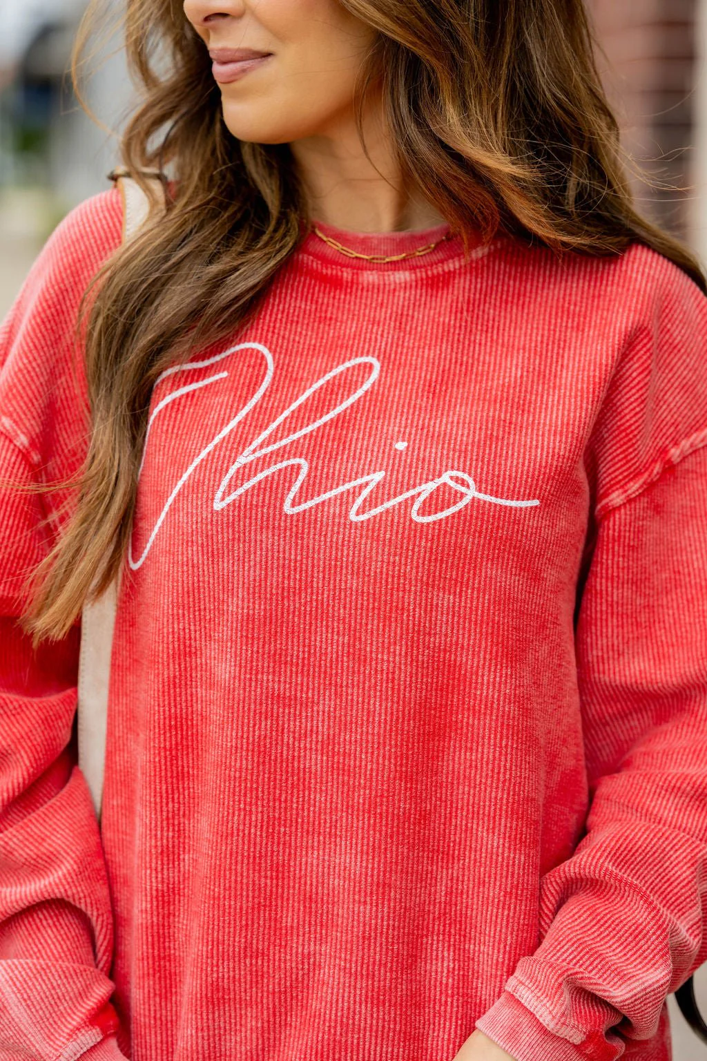 Cursive Ohio Ribbed Graphic Crewneck