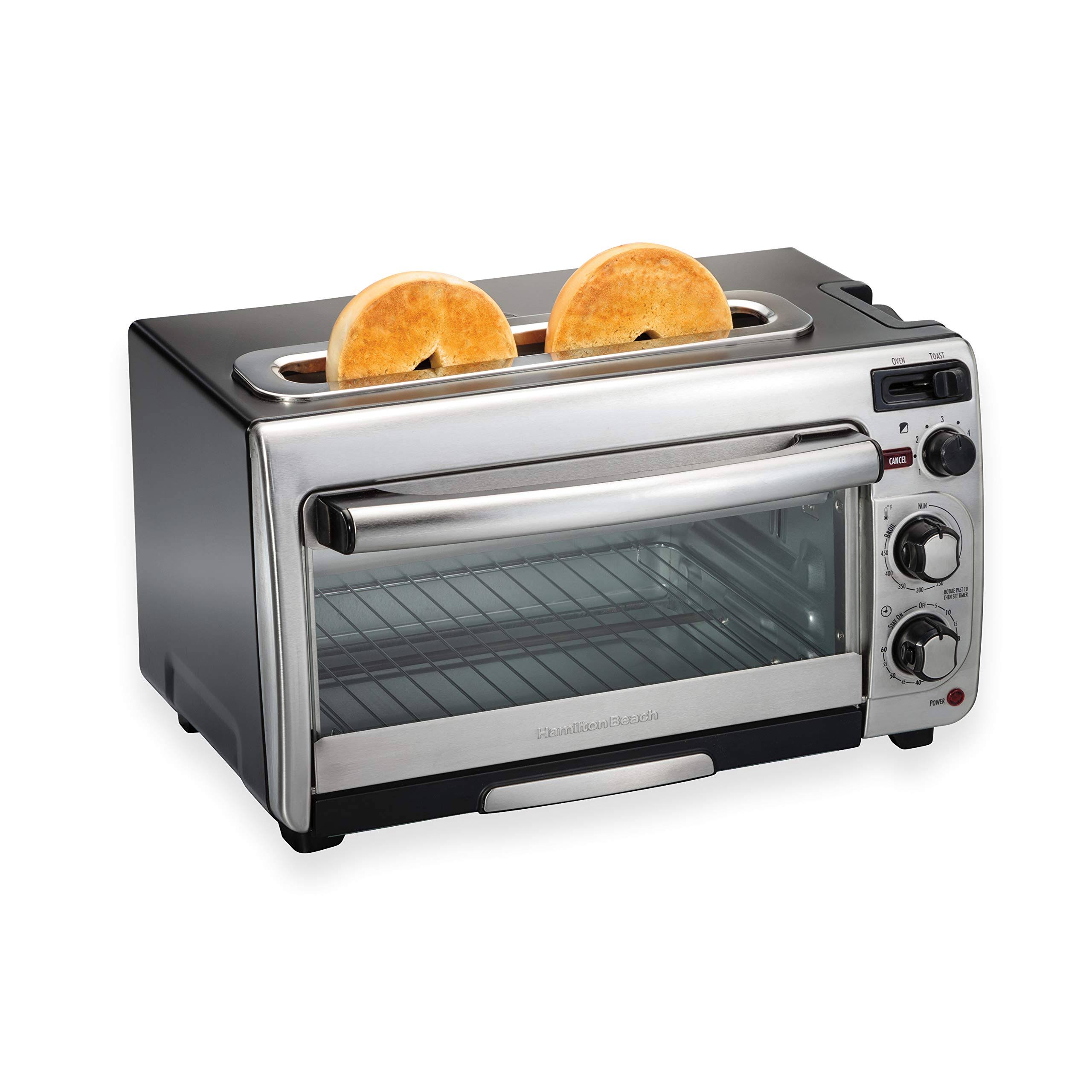 Hamilton Beach 2 in 1 1450 W 4-Slice Silver Toaster Oven with 2-Slice Toaster Slots