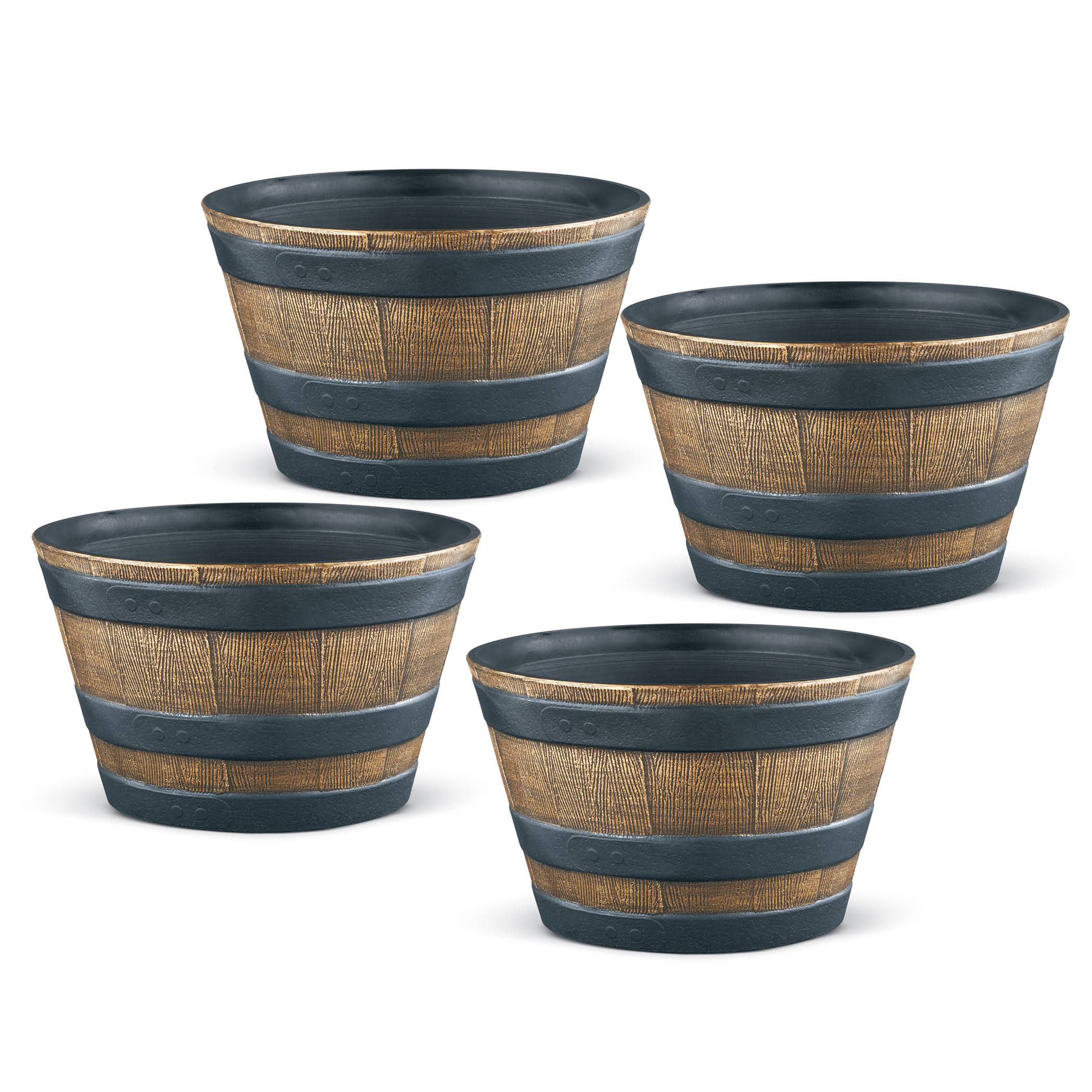 Collections Etc Plastic Garden Barrel Planters, Set of 4