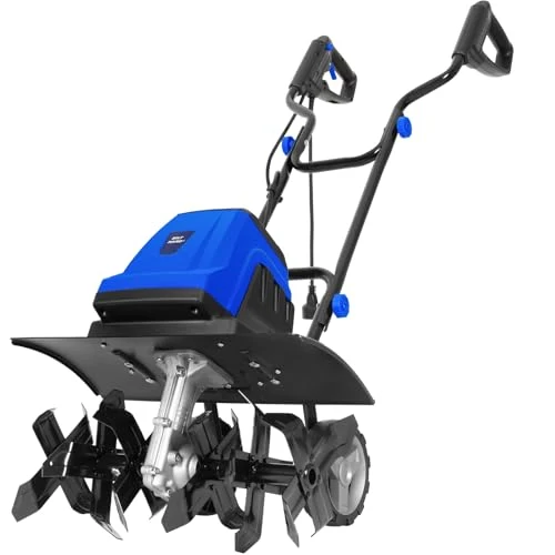 BILT HARD 18 Inch Electric Tiller Cultivator, Corded 15 Amp 6 Steel Tines Tillers for Gardening, Garden Rototiller for Soil Digging with Adjustable Wheels