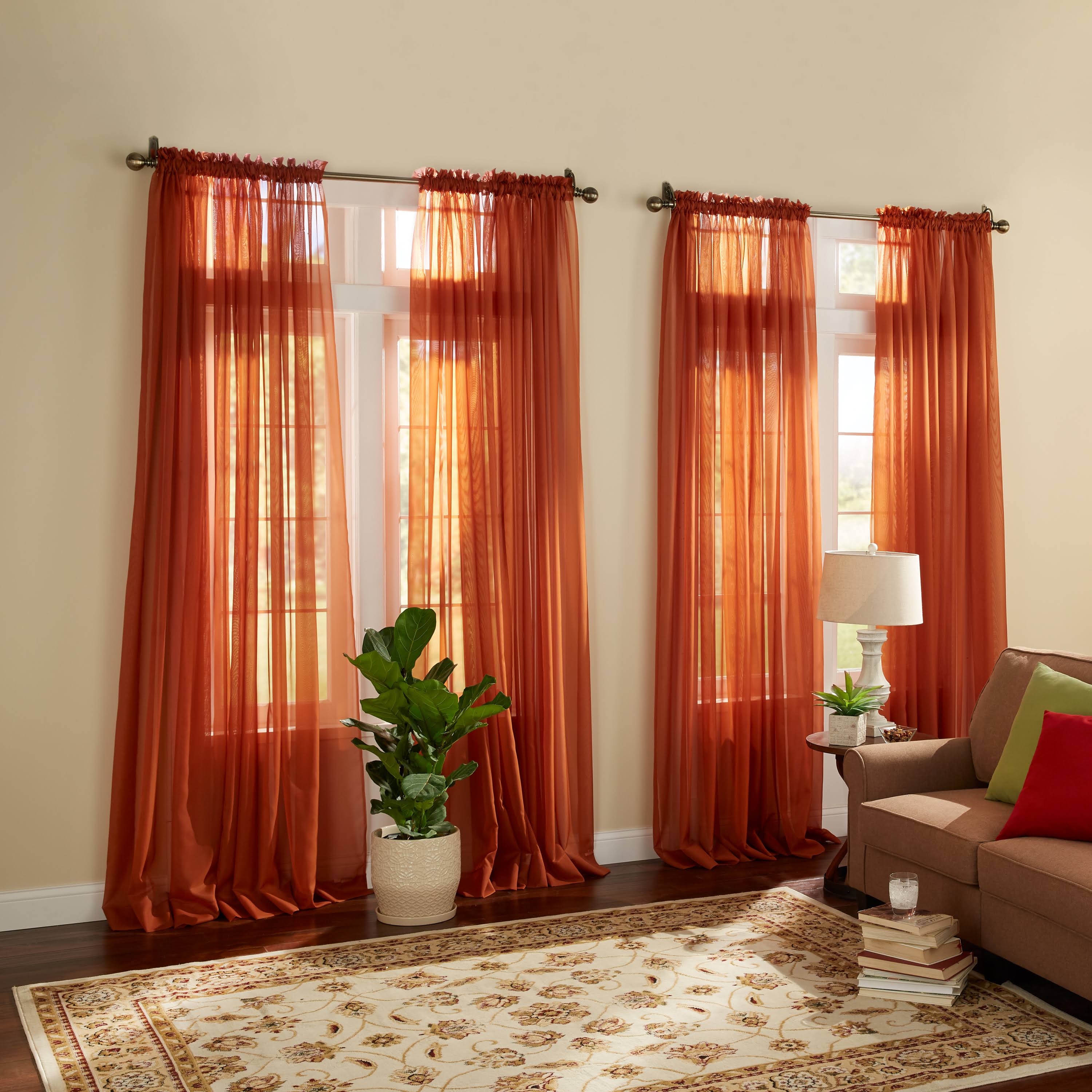 Wide Width BH Studio Sheer Voile Grommet Panel by BH Studio in Autumn Leaves (Size 56