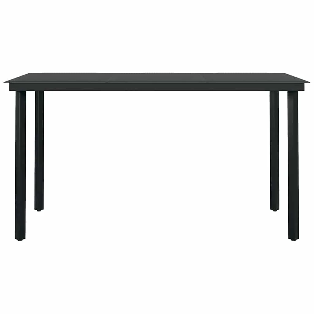 Vidaxl 7 Piece Patio Dining Set with Cushions Black Poly Rattan Glass