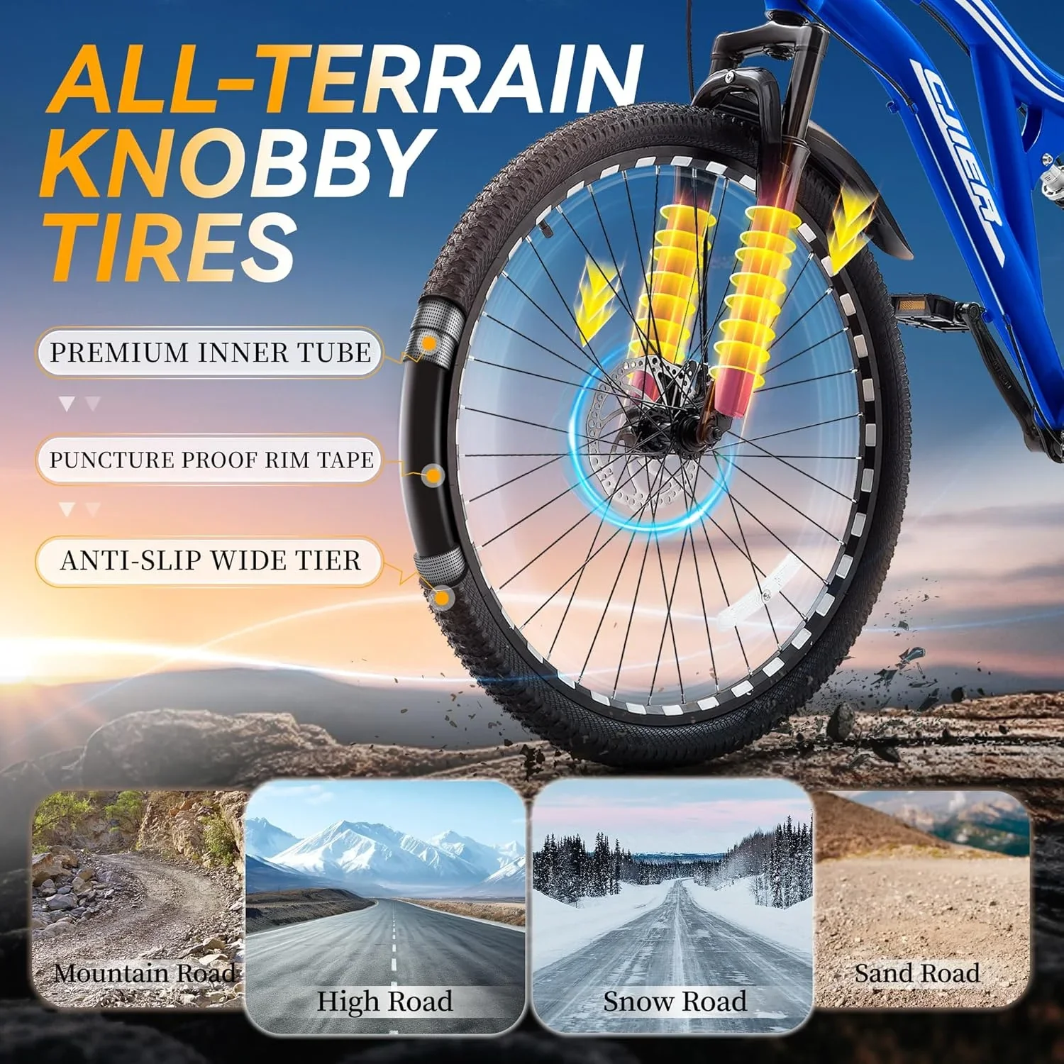 Mountain Bike for Adults, Akaber 24 Inch Full Dual Suspension MTB Bicycle, 7-Speed High-Carbon Steel Frame with Double Disc Brake, Softail Design for Men/Women Outdoor Trail Riding