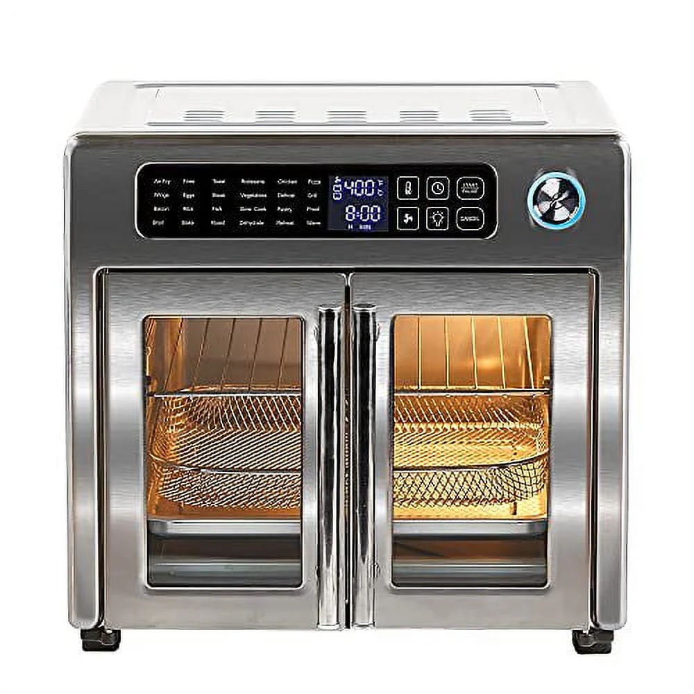 26 QT Digital Extra Large Air Fryer, Convection Toaster Oven with French Doors, Stainless Steel