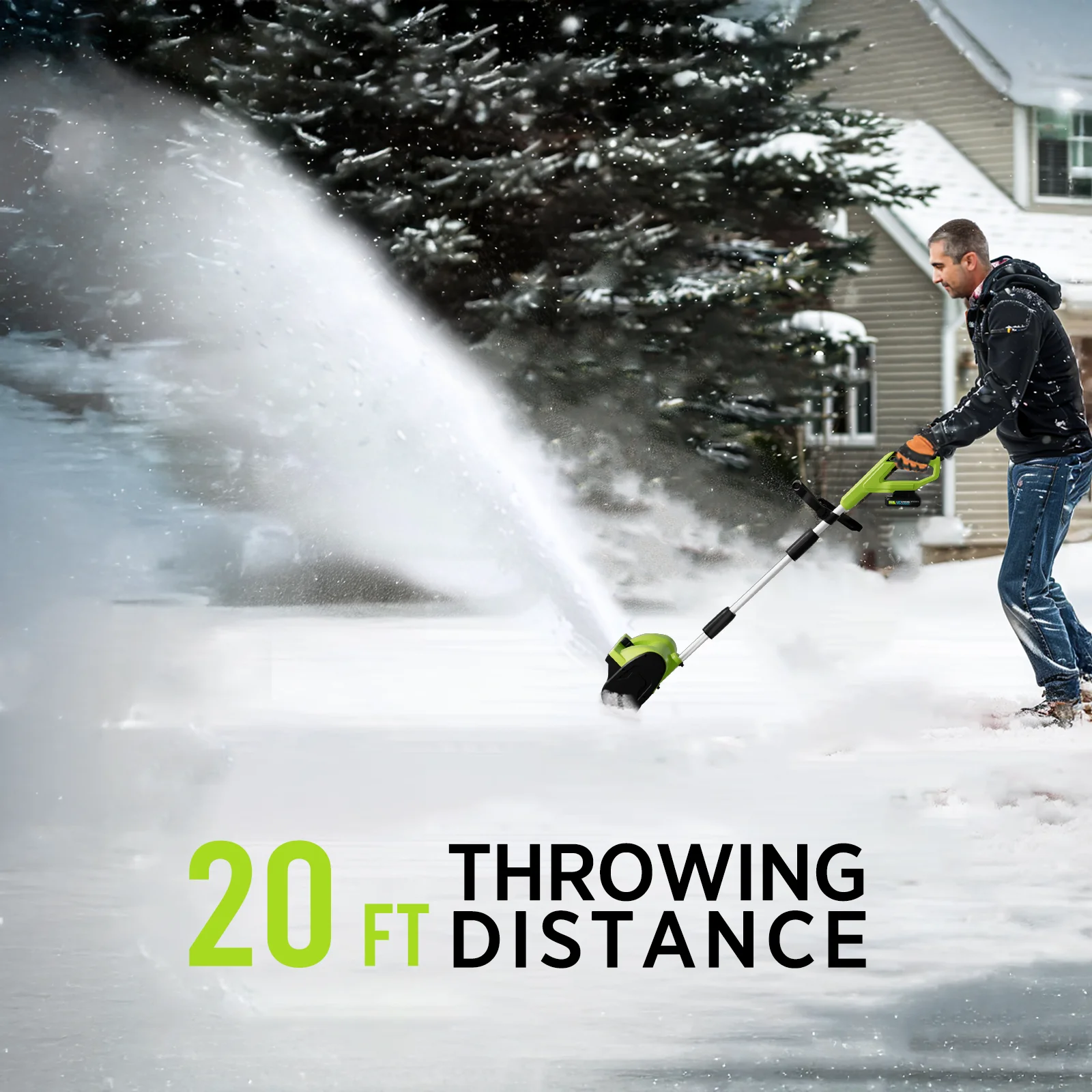 21V 12 Inch Cordless Snow Shovel, Battery Powered Snow Blower with Directional Plate Adjustable Front Handle,4.0-Ah Battery Quick Charger Included - Image 9