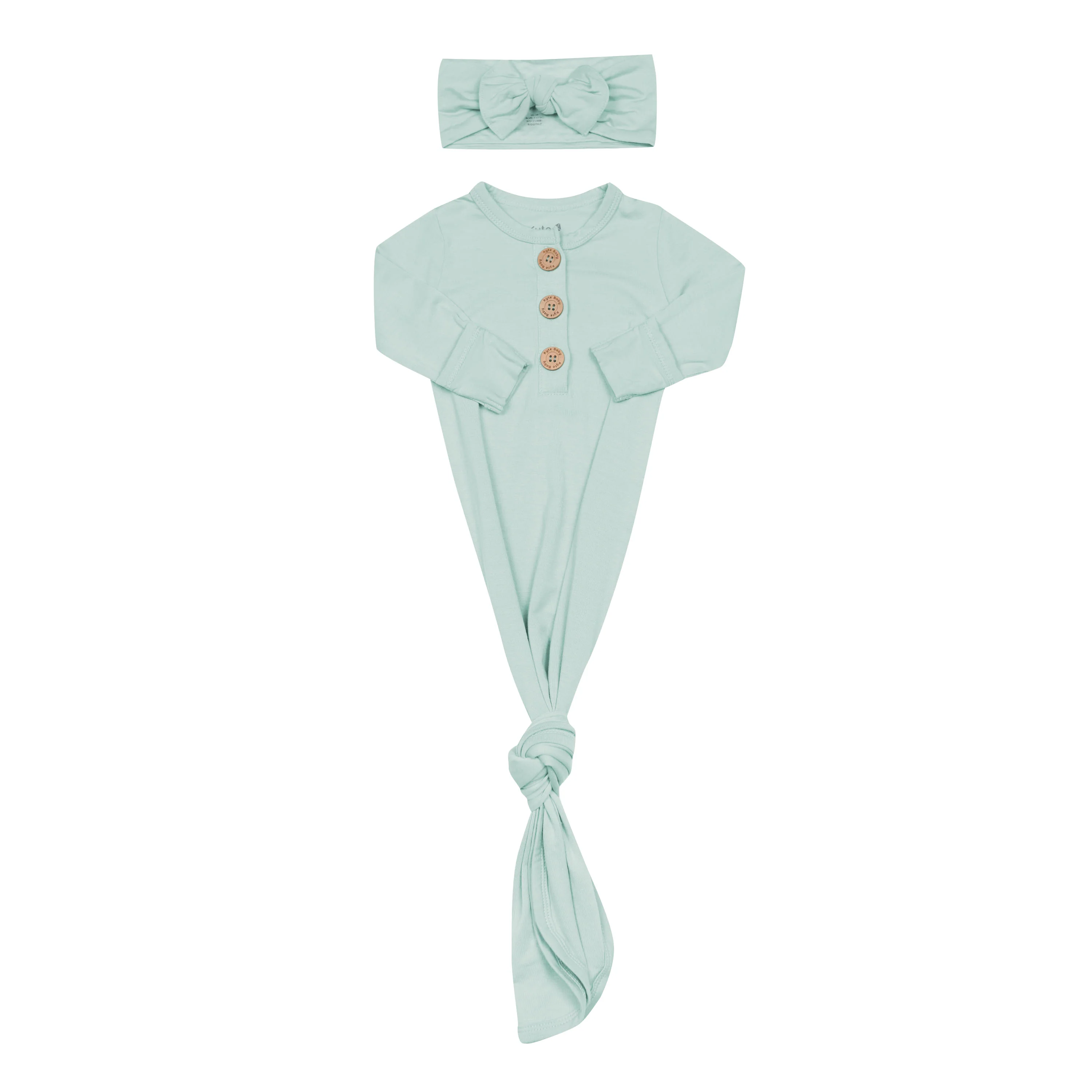 Knotted Day Gown with Bow Set in Sage