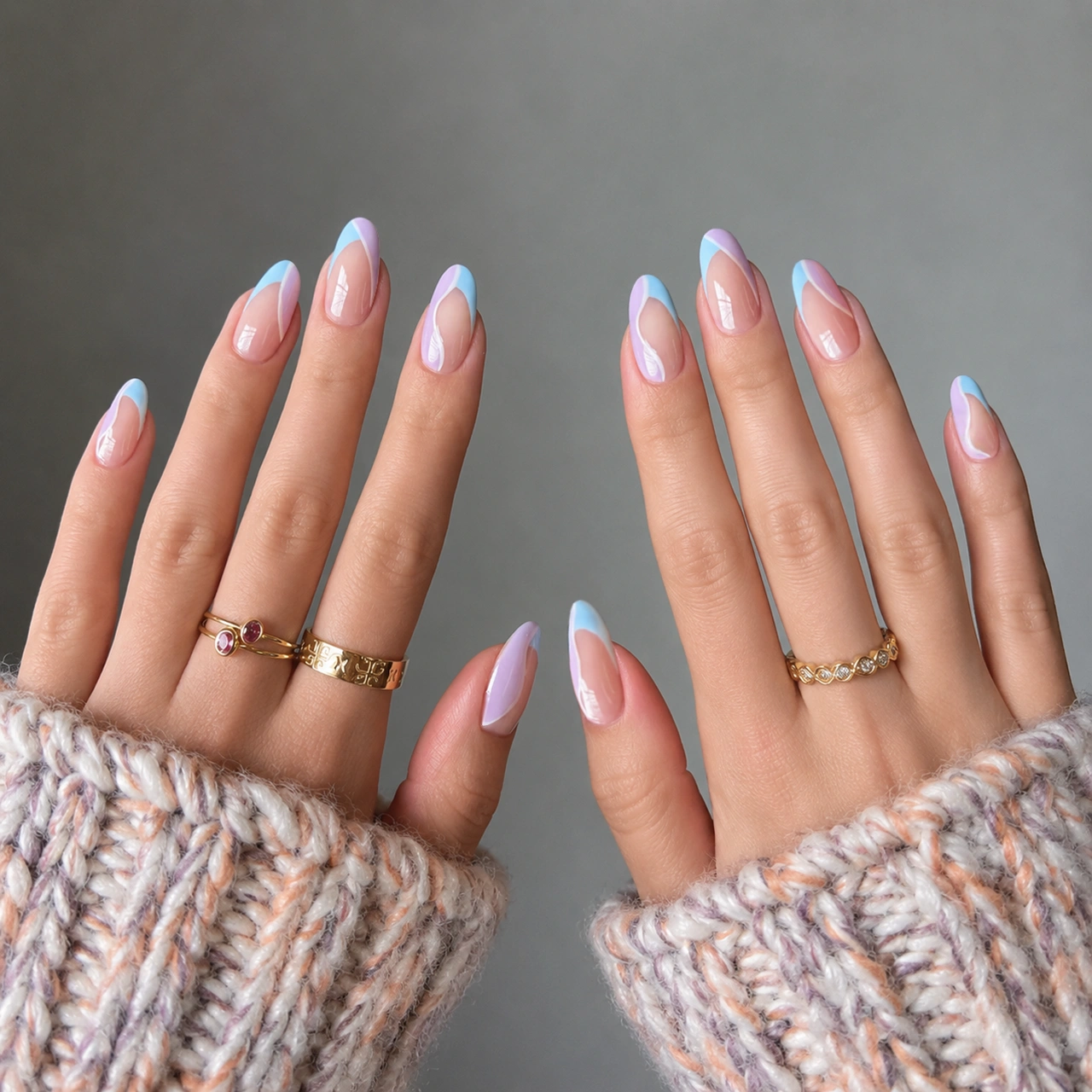 pastel french tip nails - french tip nails design
