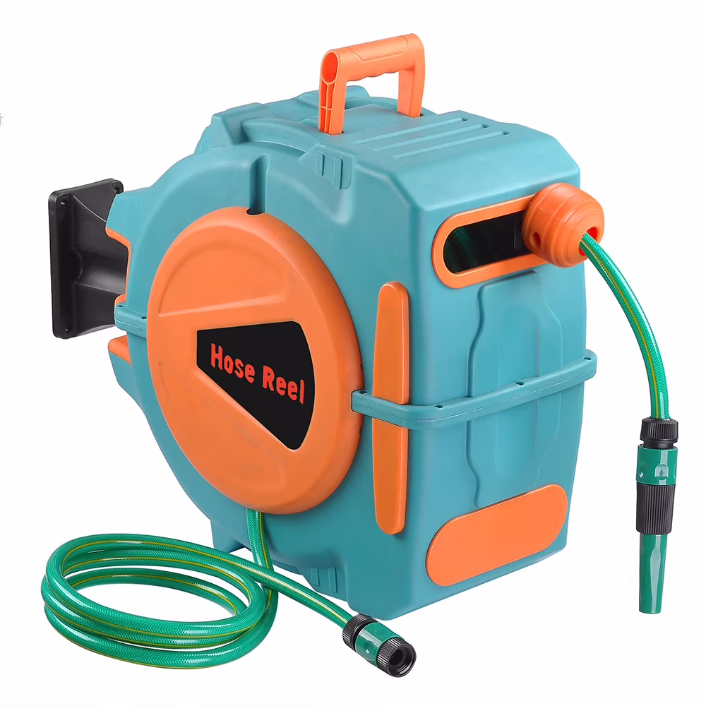 Yescom 65ft Retractable Water Hose Reel Auto Rewind Garden Watering Garage Car Sprayer Wall Mount