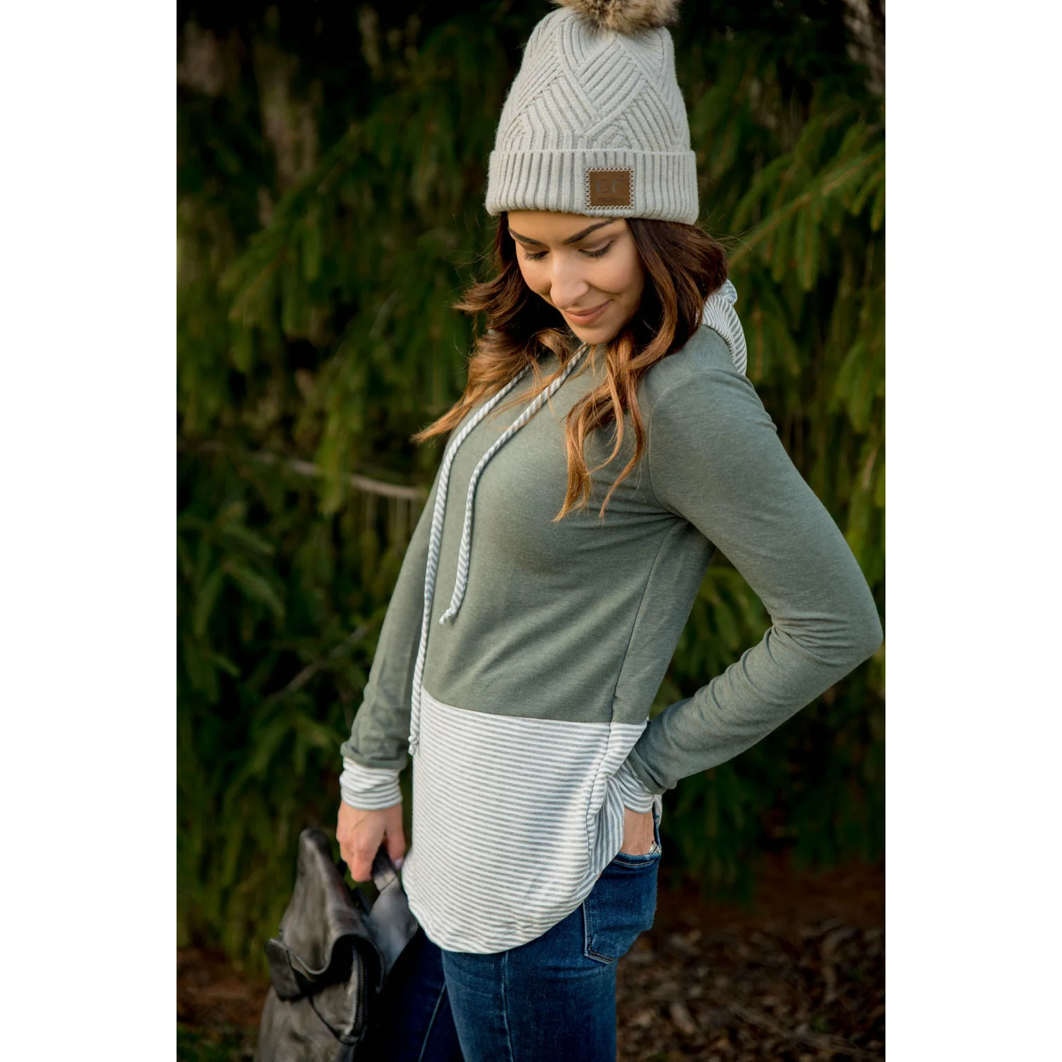Striped Trim Hoodie