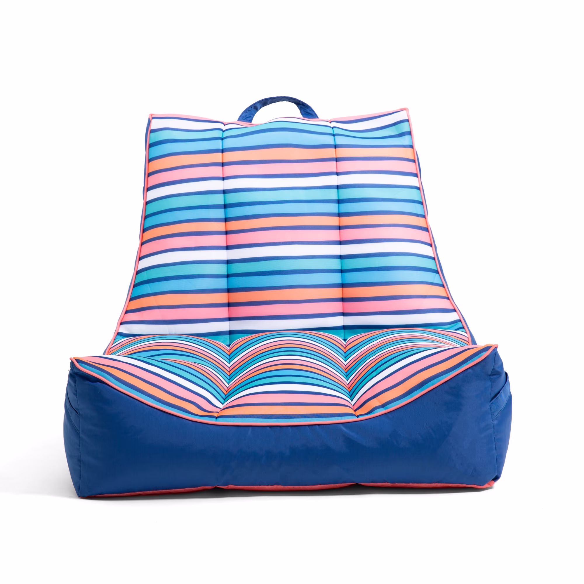 Big Joe Captain's Float No Inflation Needed Pool Lounger with Drink Holder, Tropical Hibiscus Aqua Double Sided Mesh, Quick Draining Fabric, 3 feet