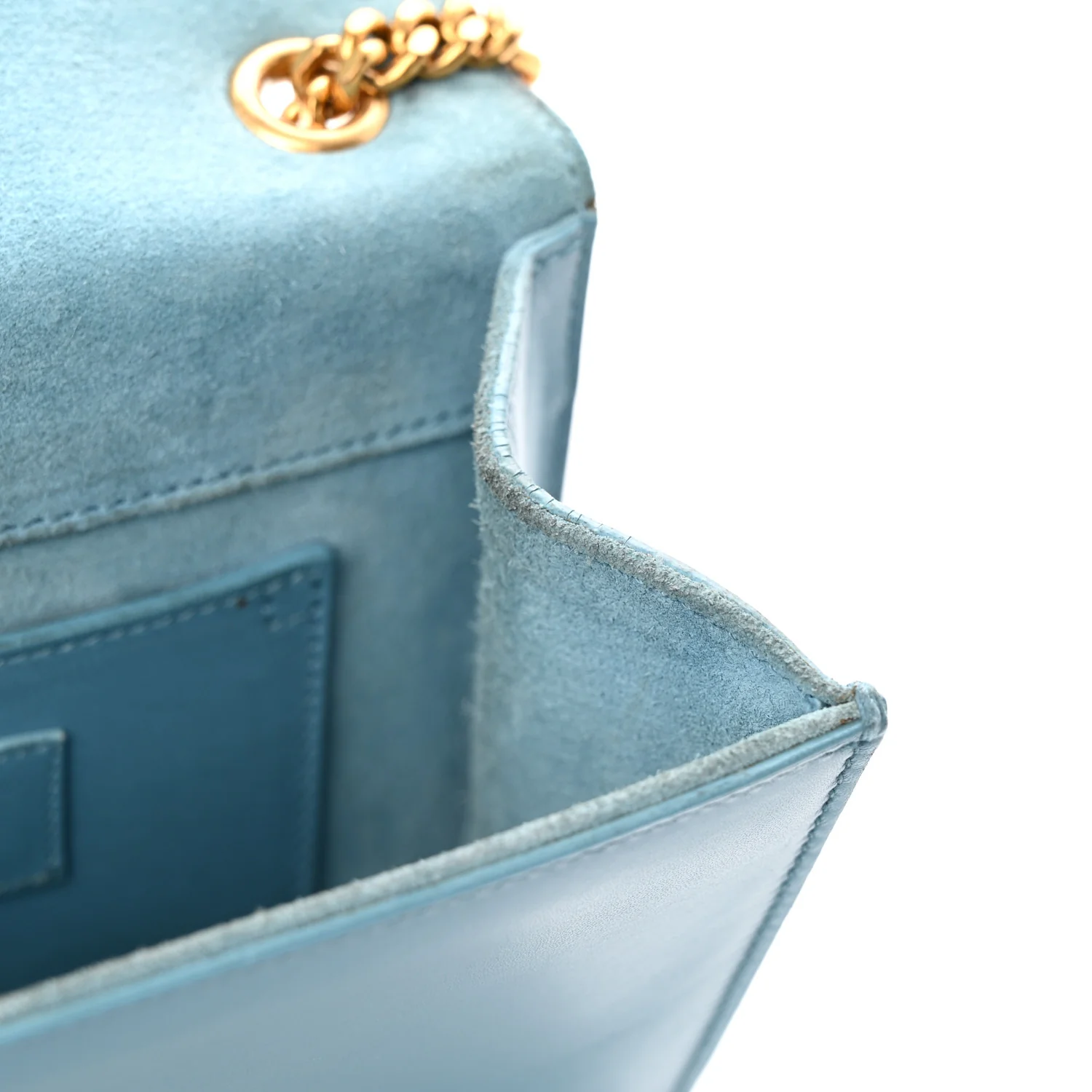 Smooth Calfskin Small Classic Monogram Kate Tassel Satchel Turquoise