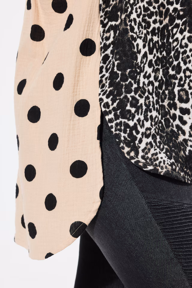 Oversized patterned muslin blouse