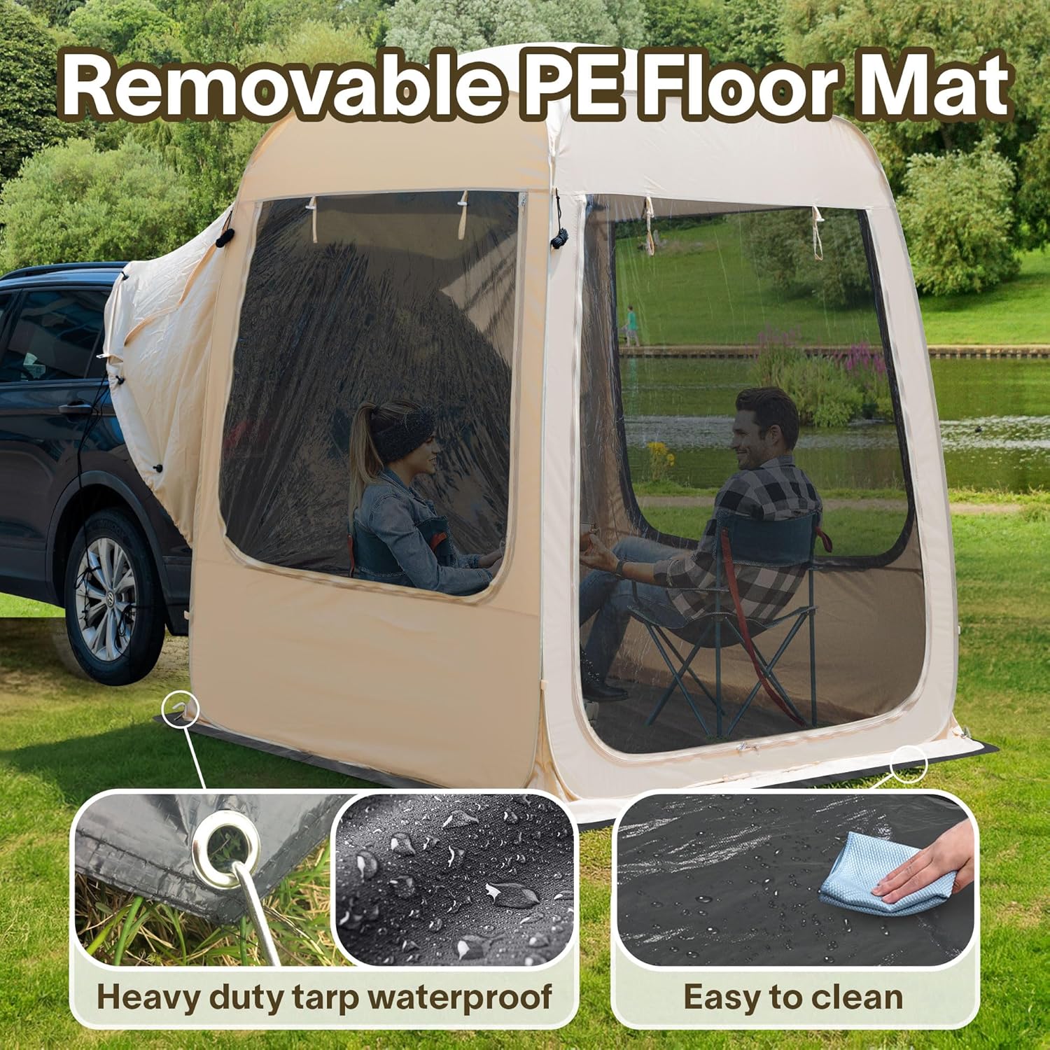 Gazebo moustiquaire pouvant accueillir 6, 10 ou 15 personnes. Tente de style igloo avec moustiquaire latérale. Idéal