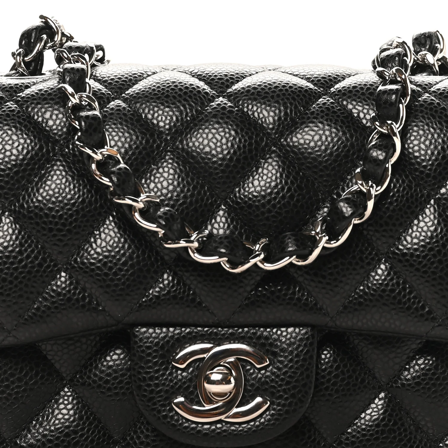 Caviar Quilted Mini Square Flap Black