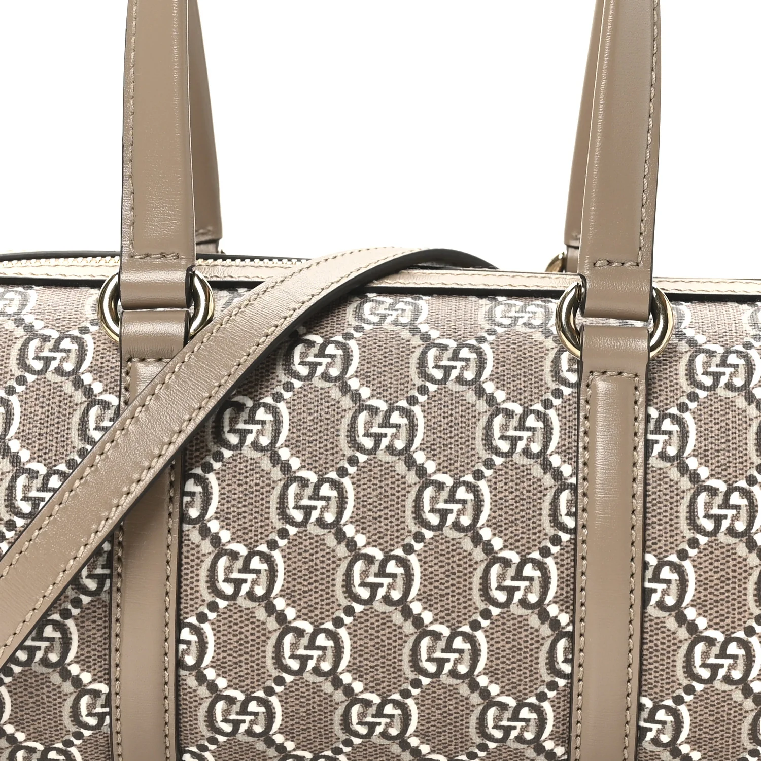GG Shadow Monogram Ophidia Top Handle Bowler Bag Taupe