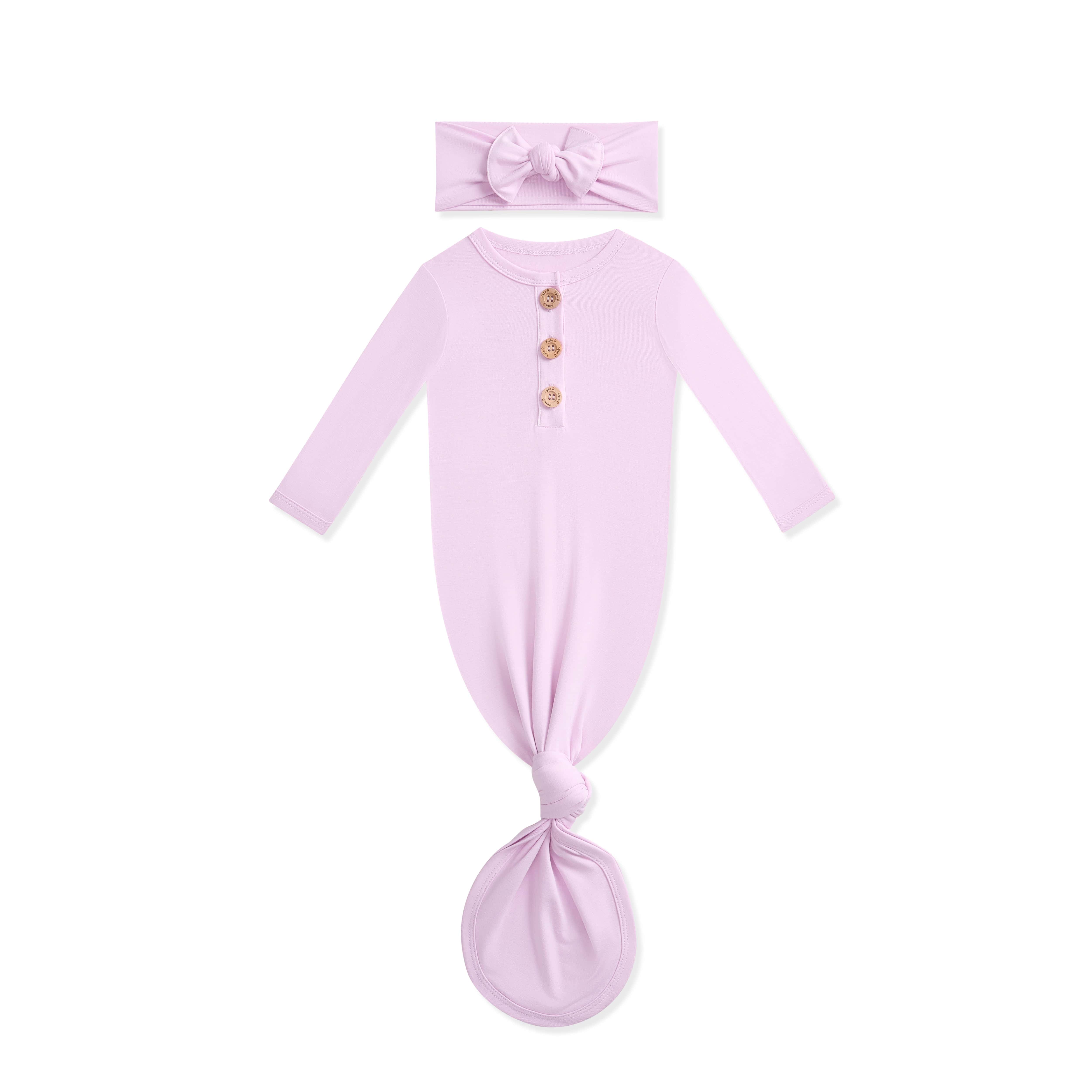 Knotted Day Gown with Bow Set in Thistle