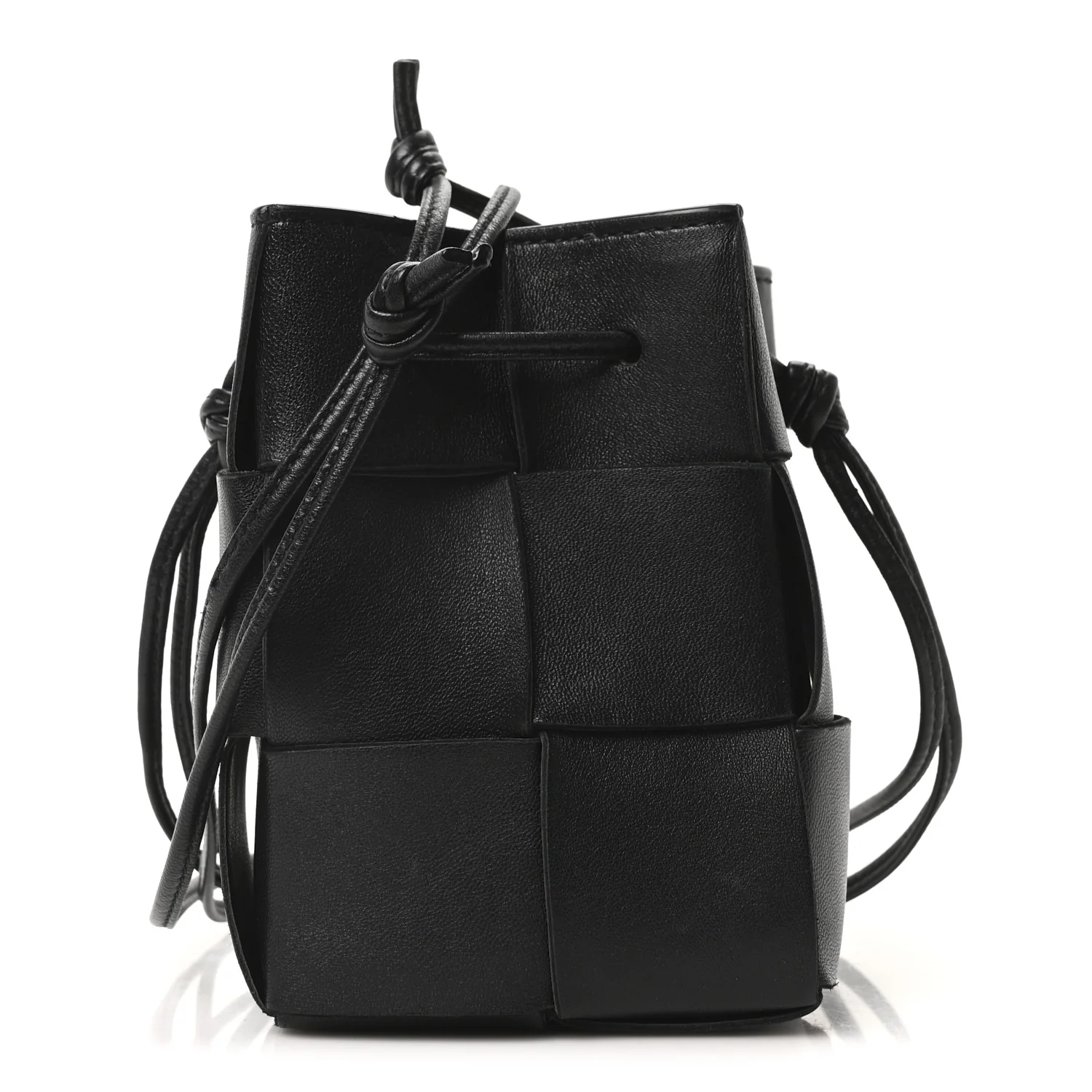 Nappa Maxi Intrecciato Mini Cassette Bucket Bag Black