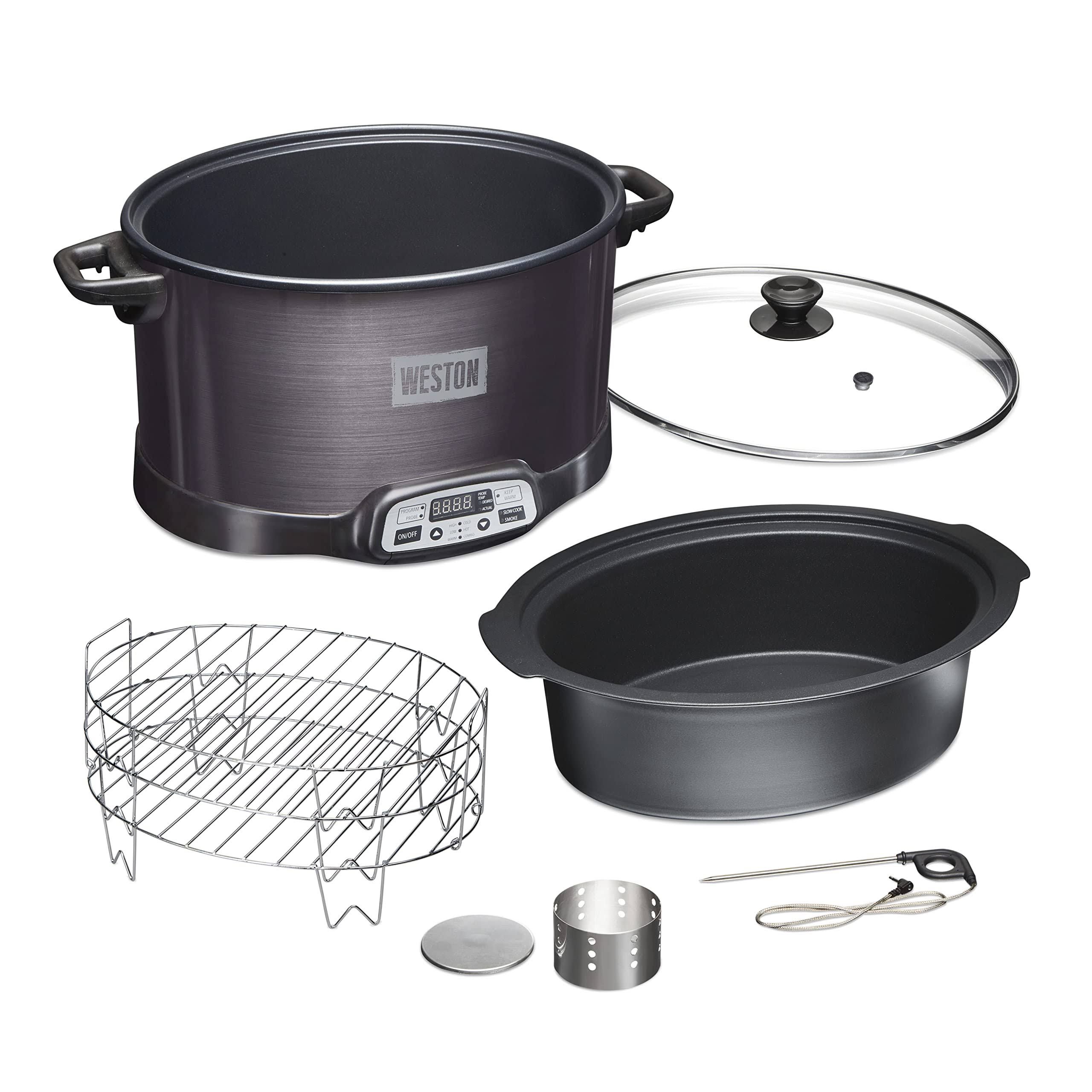 Weston 2-in-1 6 Qt. Black Programmable Slow Cooker with Smoker