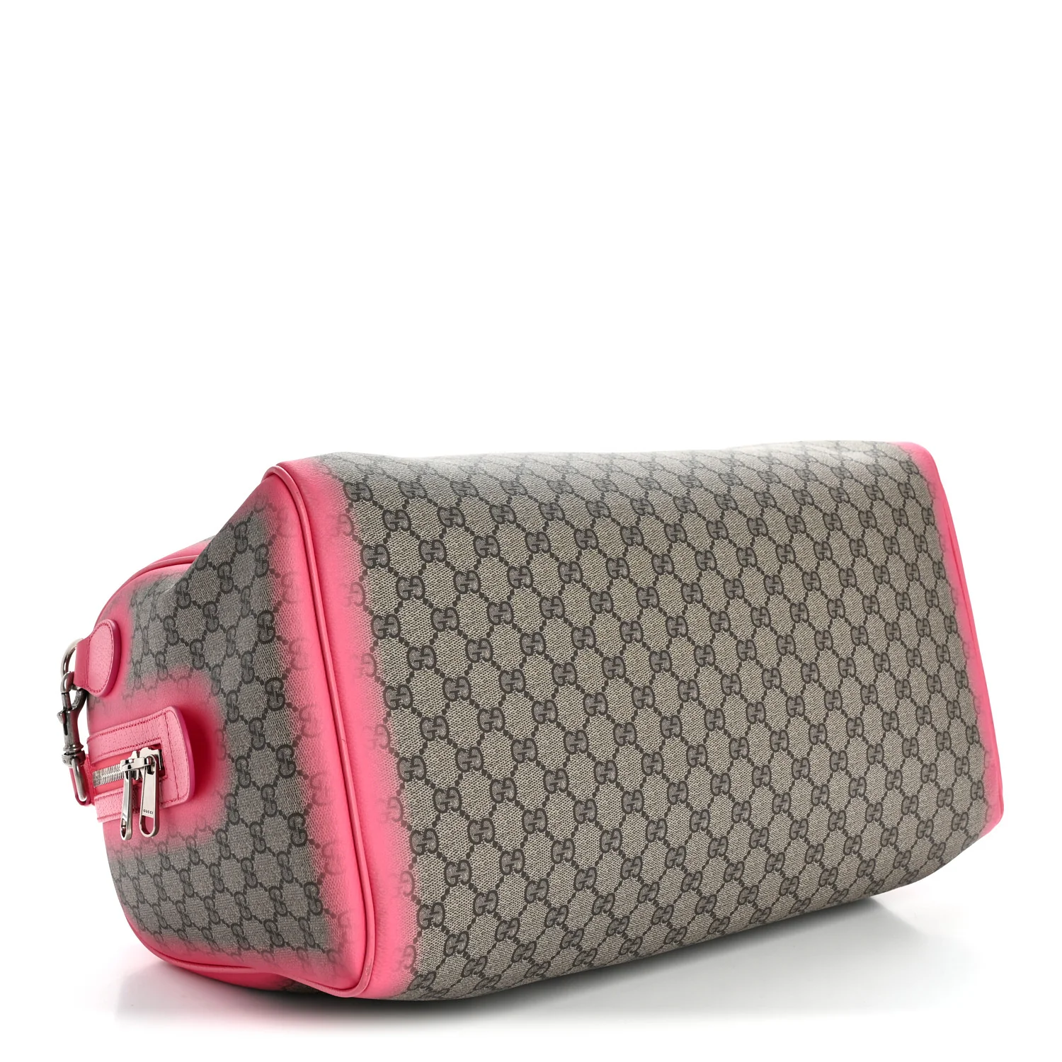 GG Supreme Monogram Textured Dollar Calfskin Airbrushed Medium Savoy Duffle Bag Pink Beige